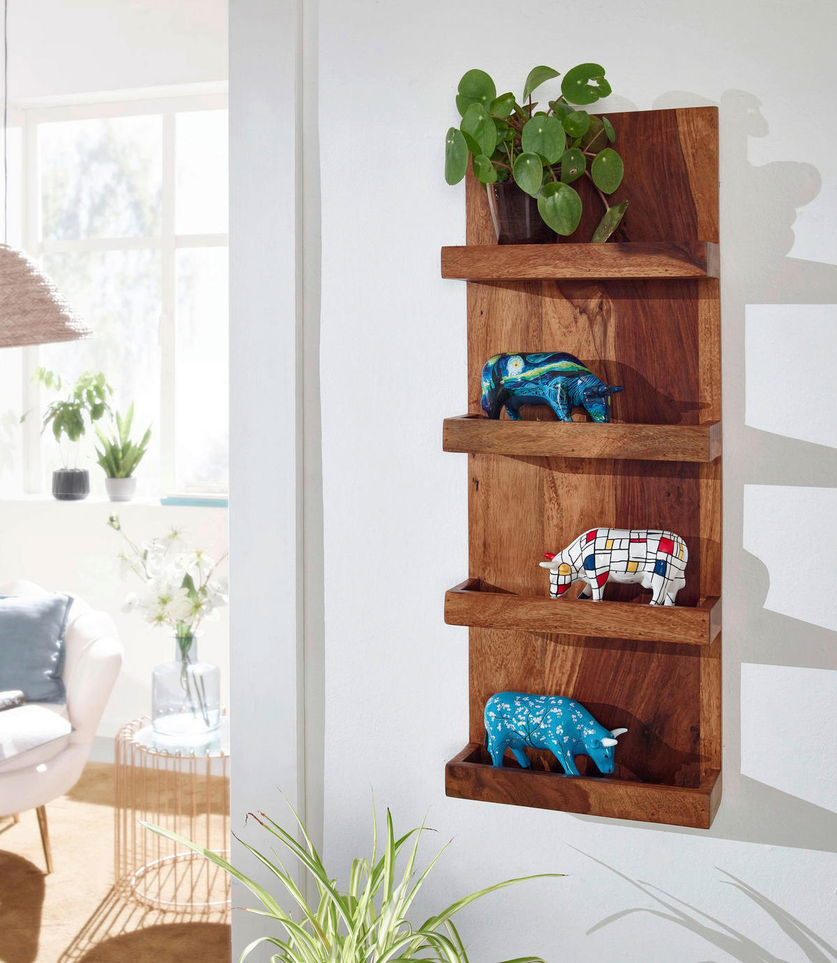 Wandregal rosenholz Holz B/H/T: ca. 30x80x10 cm Wandregal - rosenholz (30,00/80,00/10,00cm) - Wohnling
