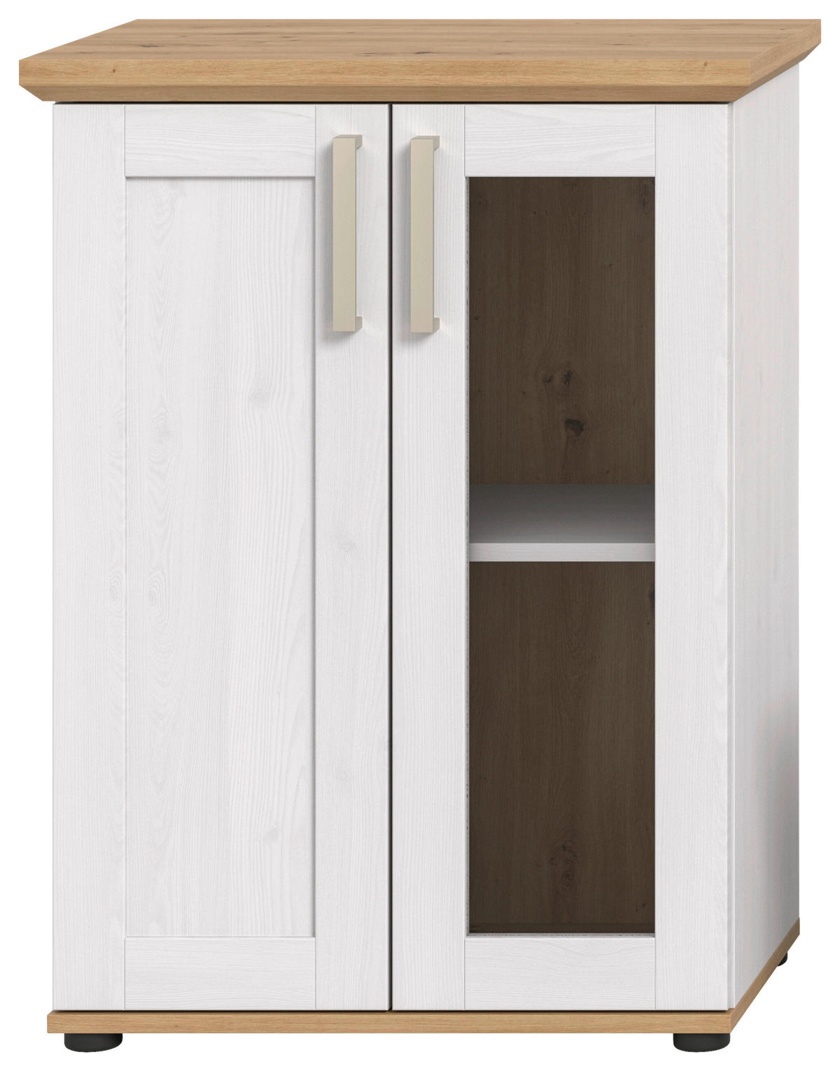 Vitrinenschrank VERONA Lärche Nachbildung Eiche Nachbildung B/H/T: ca. 64x88x37 cm VERONA - Eiche/Lärche (64,00/88,00/37,00cm) - xonox.home