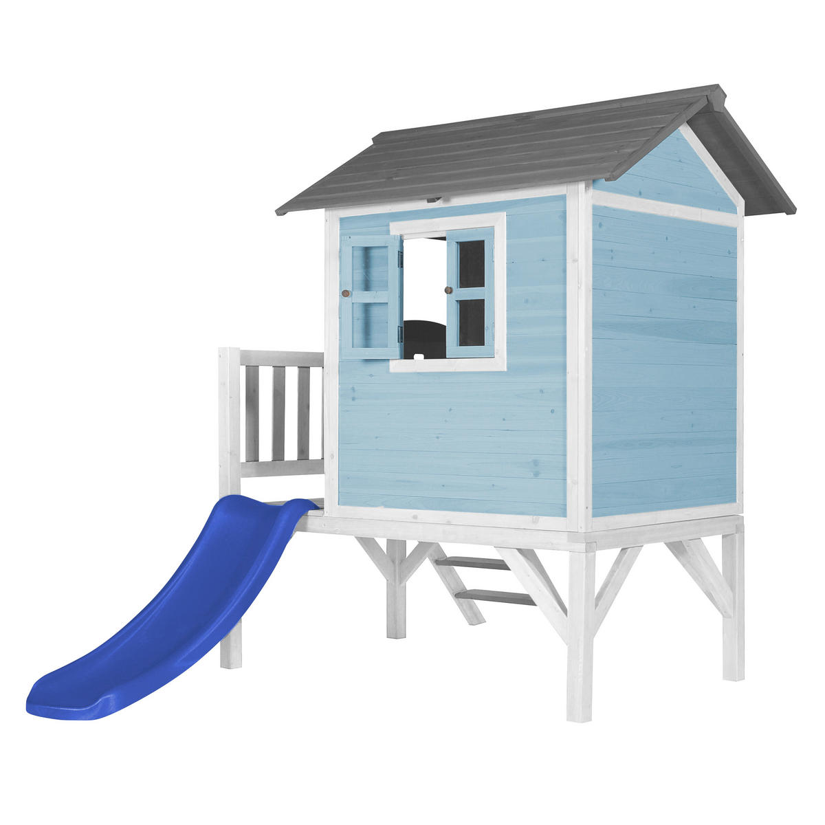 AXI Spielhaus Lodge XL blau B/H/T: ca. 240x189x167 cm Lodge XL - blau/weiß (240,00/189,00/167,00cm) - AXI