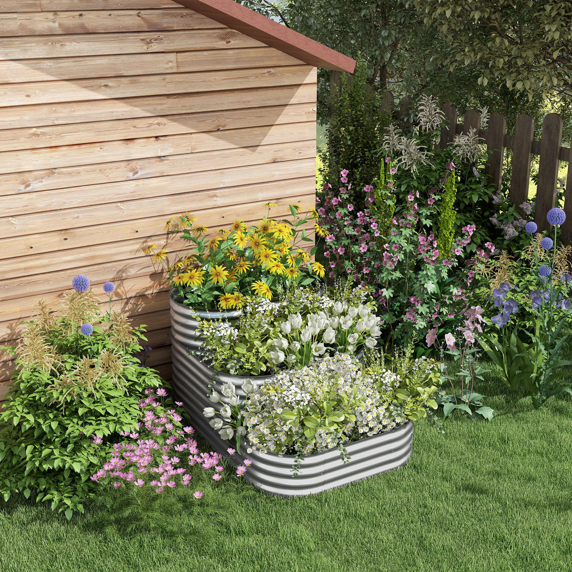 Outsunny Hochbeet silber Polypropylen B/H/L: ca. 109x158x82 cm Hochbeet - silber (82,00/109,00/158,00cm) - Outsunny