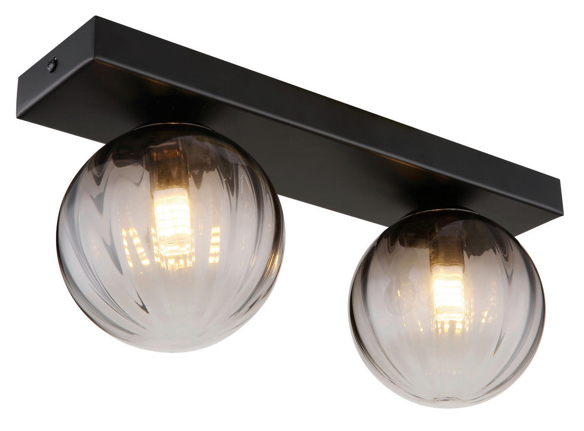 GLOBO Wandleuchte klar schwarz Metall B/H/T: ca. 12x15x35 cm 2 Brennstellen DALLERTA - klar/schwarz (12,00/15,00/35,00cm) - GLOBO