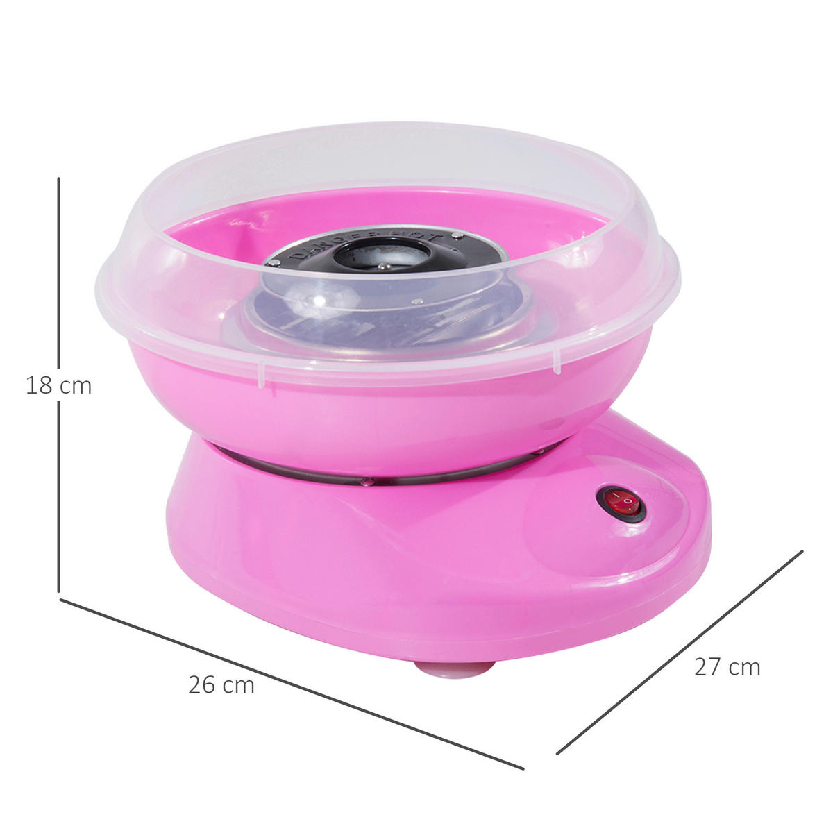 HOMCOM Küchengerät 800-016PK rosa Edelstahl Polypropylen B/H/L: ca. 26x27x18 cm Zuckerwattemaschine - rosa (18,00/26,00/27,00cm) - HOMCOM
