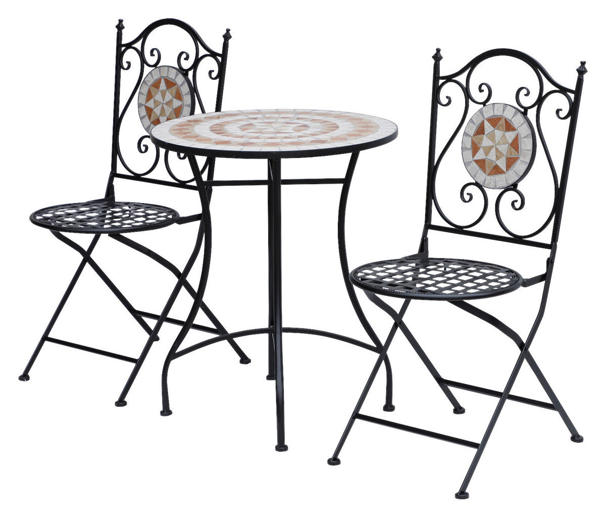 Outsunny Mosaiktisch orange Stahl H/D: ca. 71x60 cm Runder_Mosaiktisch - orange/weiß (60,00/71,00cm) - Outsunny