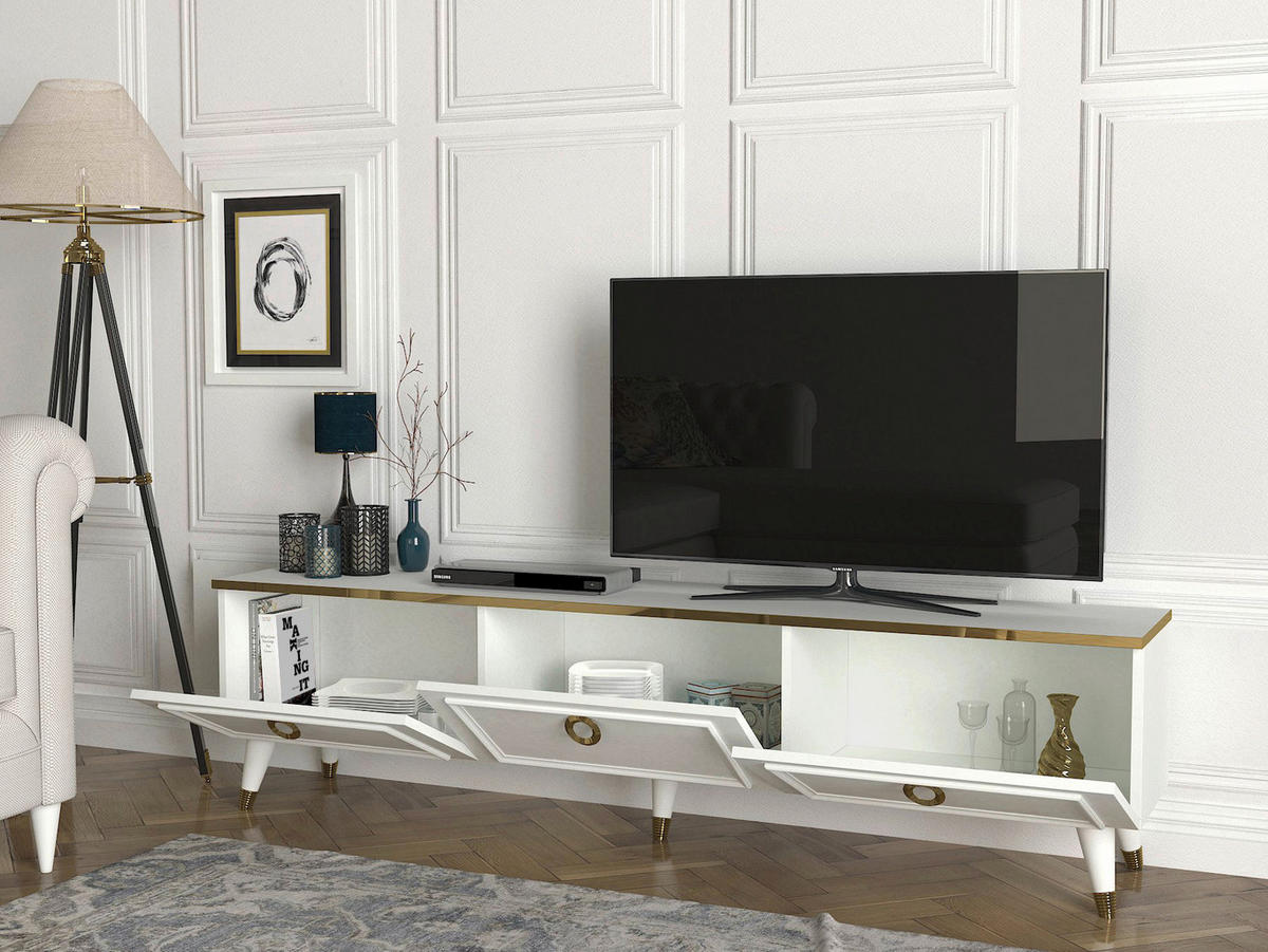 TV-Lowboard Cornelia weiß B/H/T: ca. 180x46,3x35 cm Cornelia - weiß (180,00/46,30/35,00cm) - moebel17