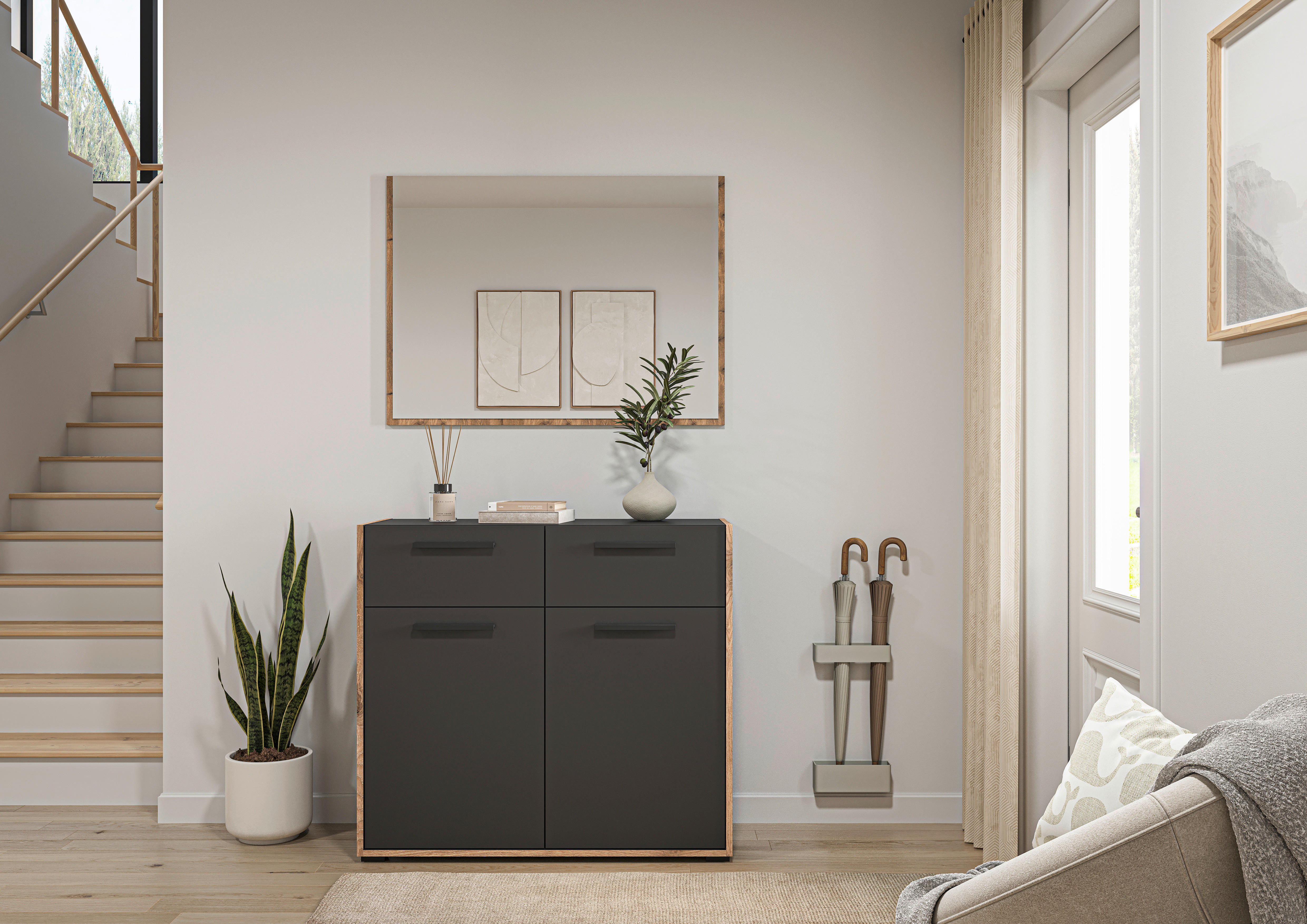Garderobe Bueno Basalt Nox Oak Nachbildung B/H/T: ca. 95x189x37 cm Bueno - Basalt (95,00/189,00/37,00cm) - xonox.home