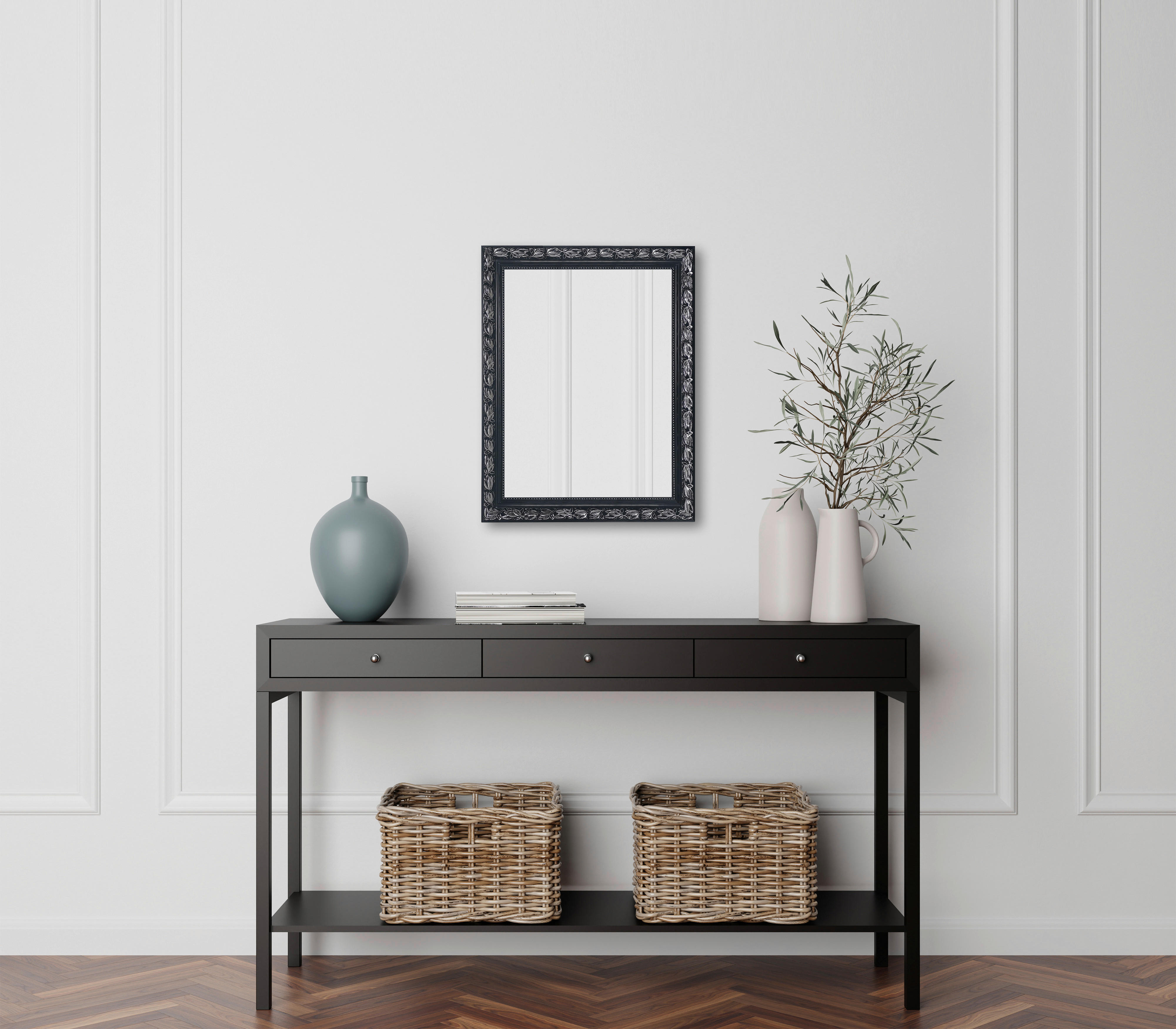 Thumbnail - Rahmenspiegel Sonja silber schwarz B/H: ca. 55x70 cm