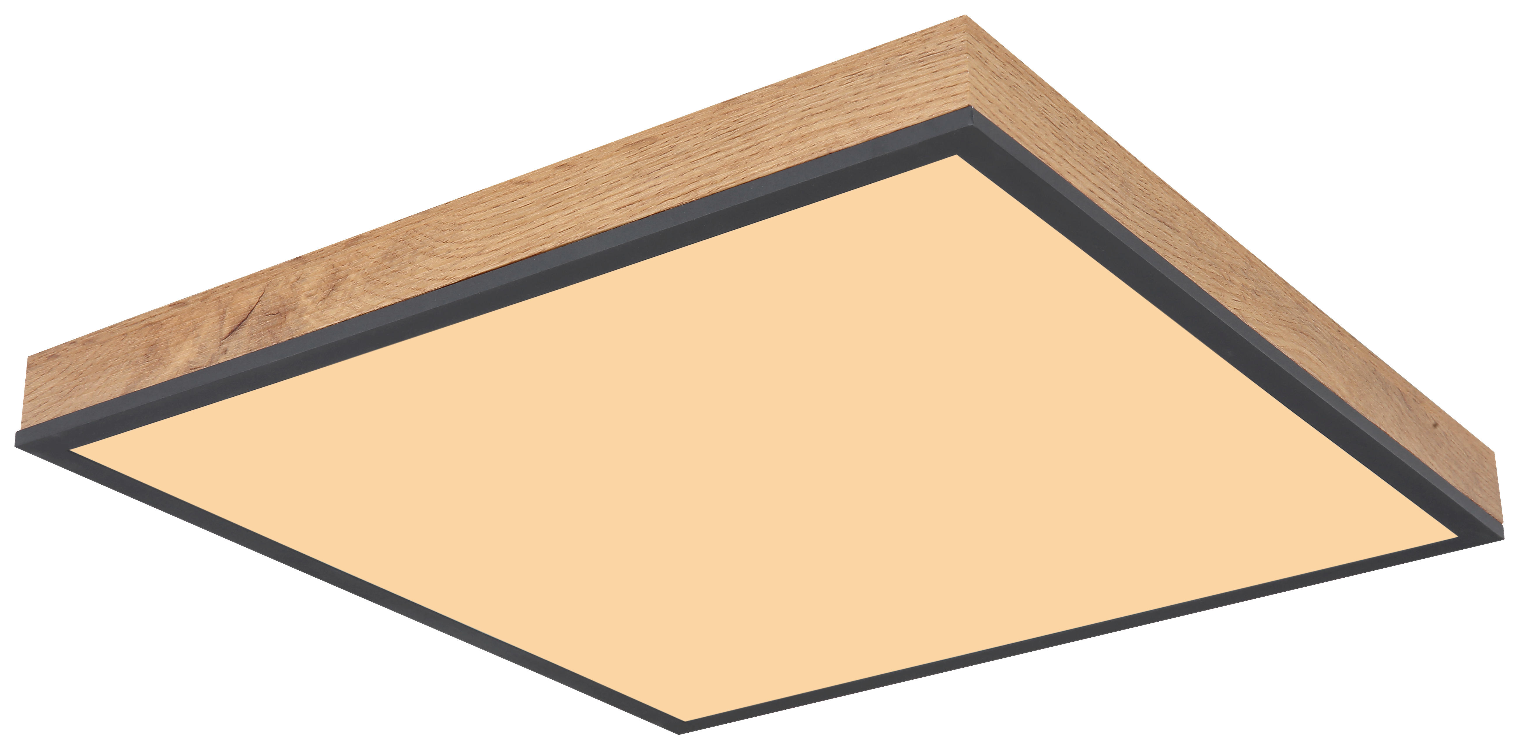 GLOBO Deckenleuchte 416080WD2 Eiche Graphit Opal MDF Aluminium Acryl B/H/T: ca. 45x7x45 cm LED-Panel_Doro - Eiche/Graphit (45,00/7,00/45,00cm)