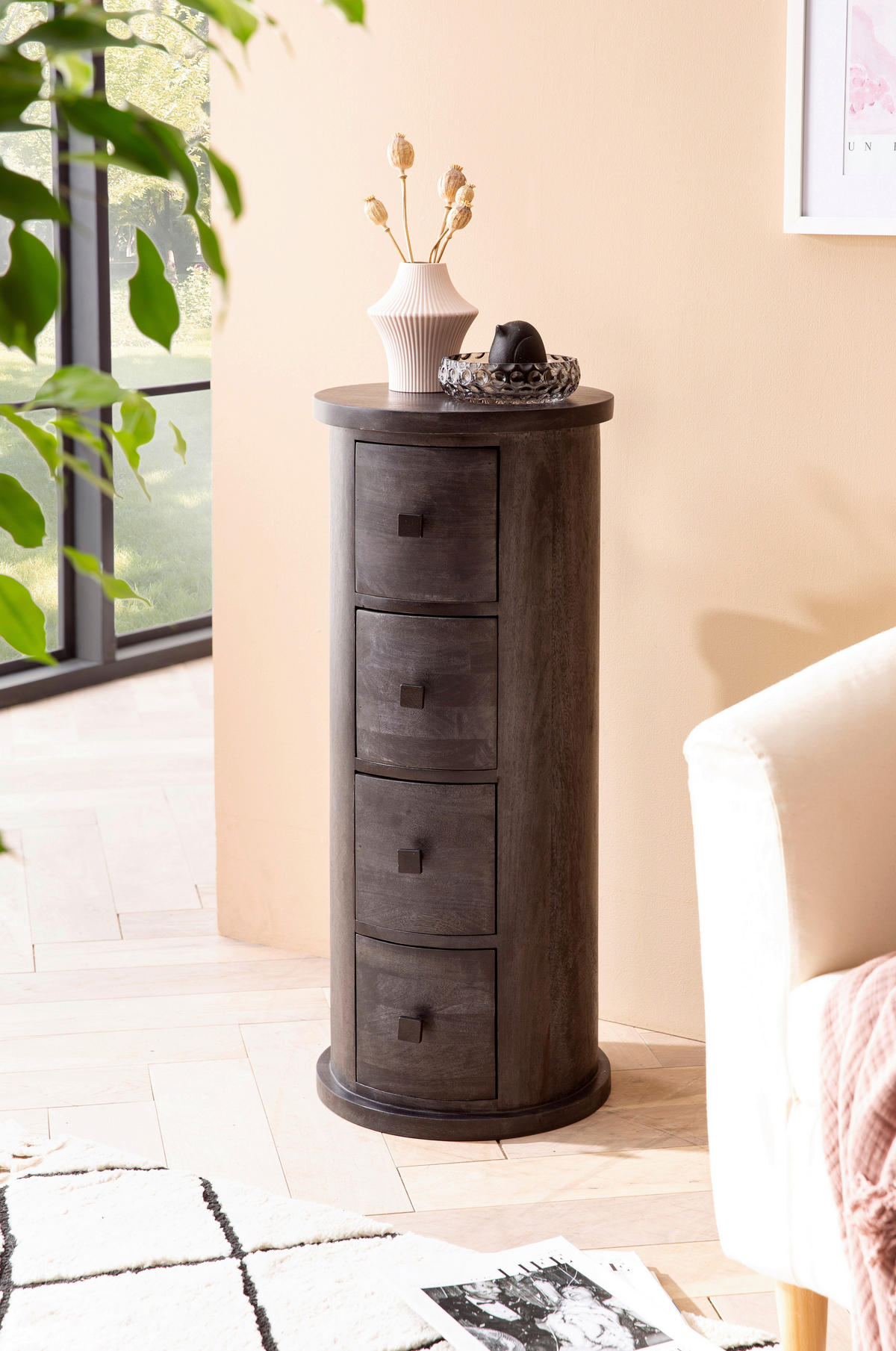 Sideboard schwarz B/H/T: ca. 34x85x34 cm Sideboard - schwarz (34,00/85,00/34,00cm) - Wohnling