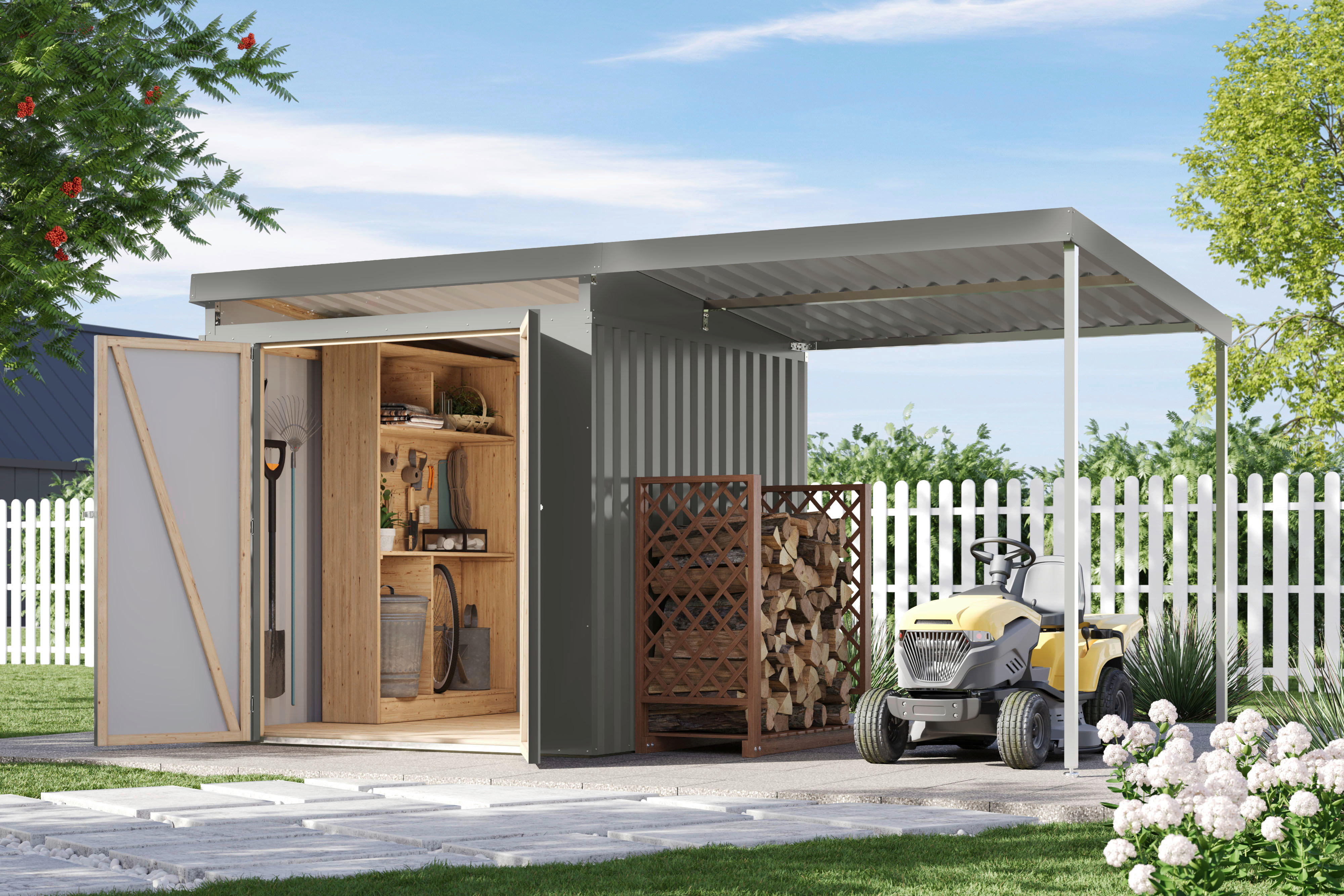 Karibu Gartenhaus Indra 2 grau B/H/T: ca. 206x213x206 cm Indra 2 - grau (206,00/213,00/206,00cm) - Karibu