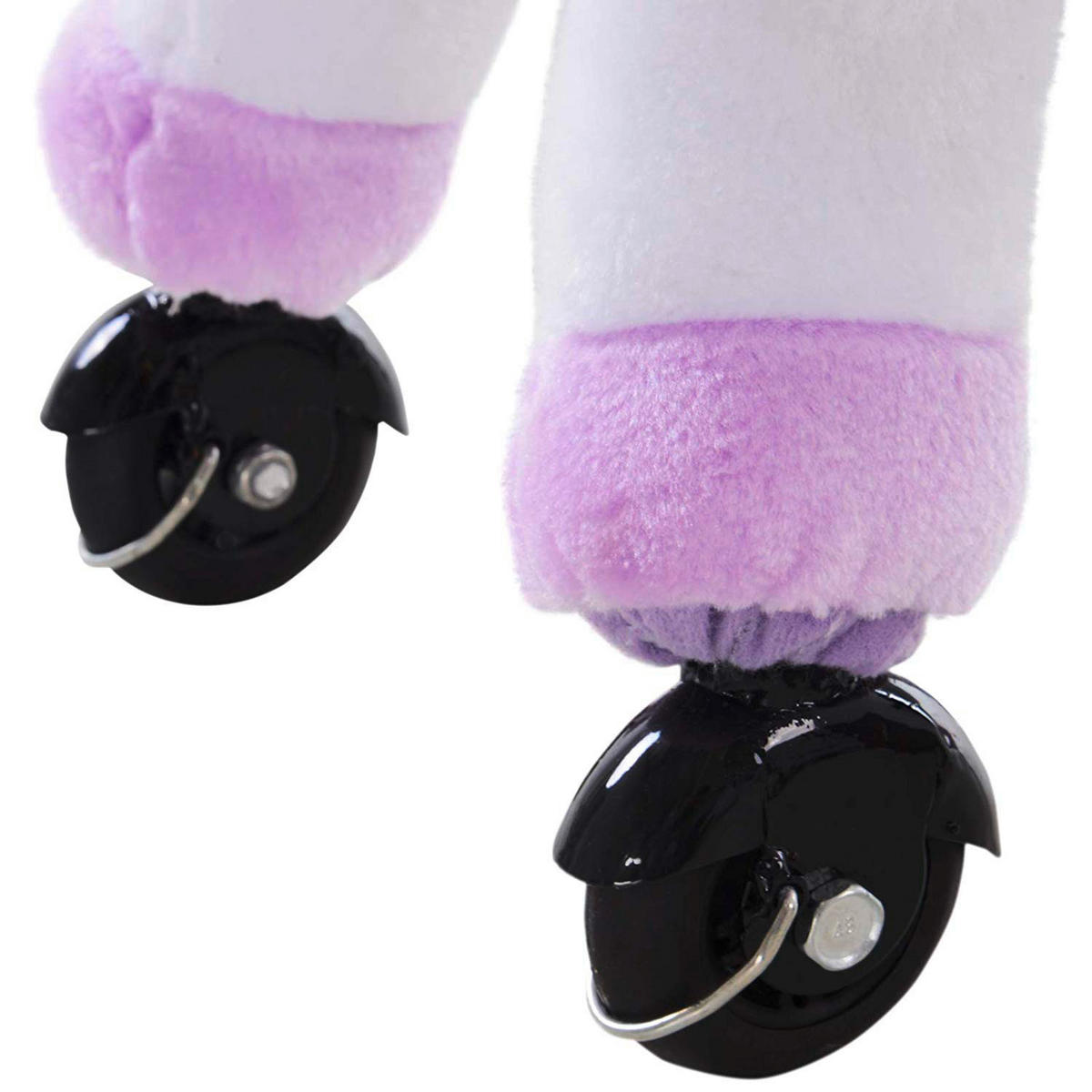 HOMCOM Kinder Schaukelwippe B/H/L: ca. 23x60x55 cm Plüsch-Einhorn_auf_Rollen - lila/weiß (55,00/23,00/60,00cm) - HOMCOM