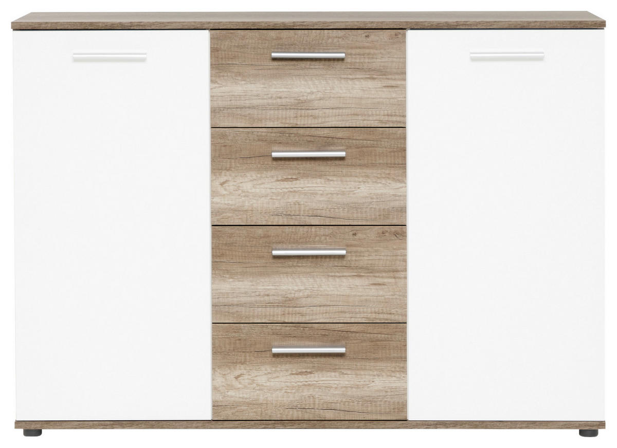 Kommode Jacky 2 B/H/T: ca. 120x85x35 cm Jacky 2 - Eiche/weiß (120,00/85,00/35,00cm)