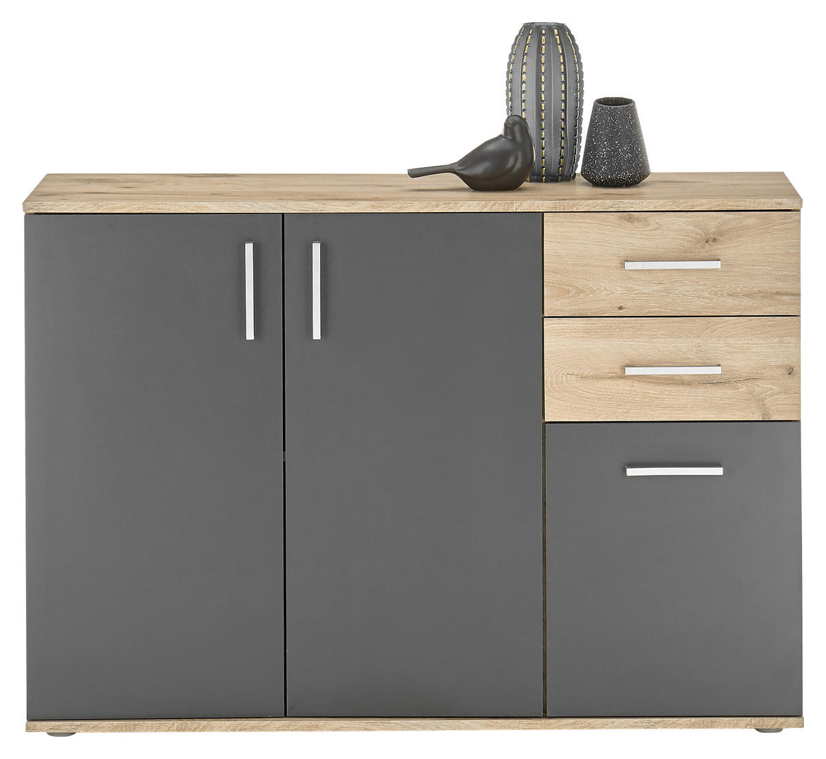 Kommode BC 1040 Eiche Viking Nachbildung dunkelgrau B/H/T: ca. 120x84x35 cm BC 1040 - dunkelgrau (120,00/84,00/35,00cm)