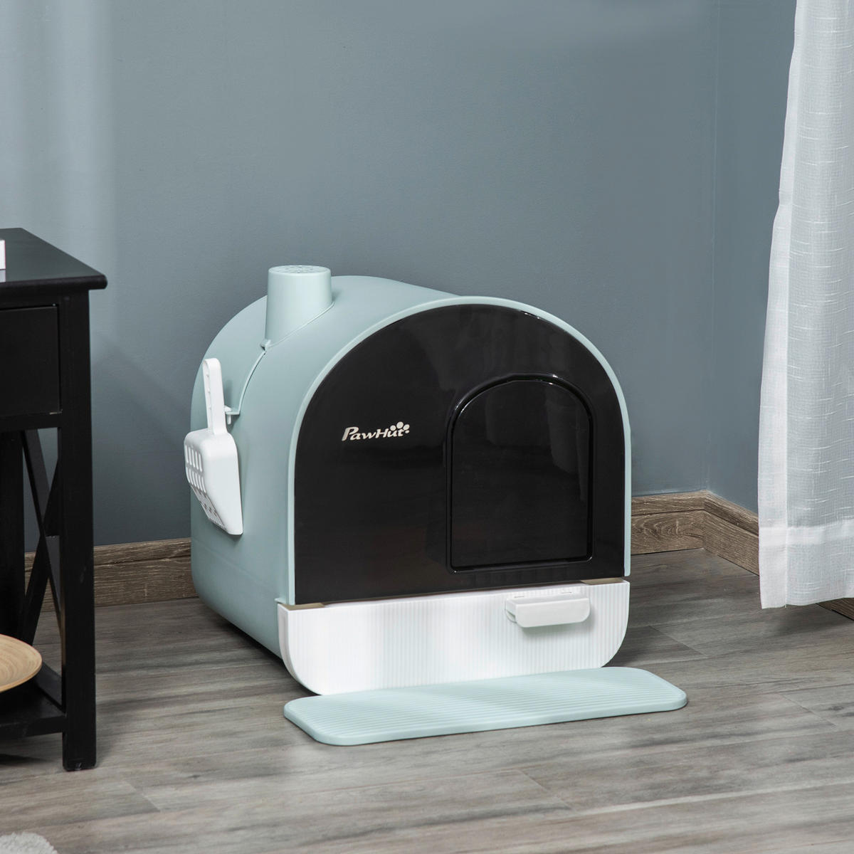 PawHut Katzentoilette grün Kunststoff B/H/L: ca. 44x47x43 cm Katzentoilette - grün (43,00/44,00/47,00cm) - PawHut
