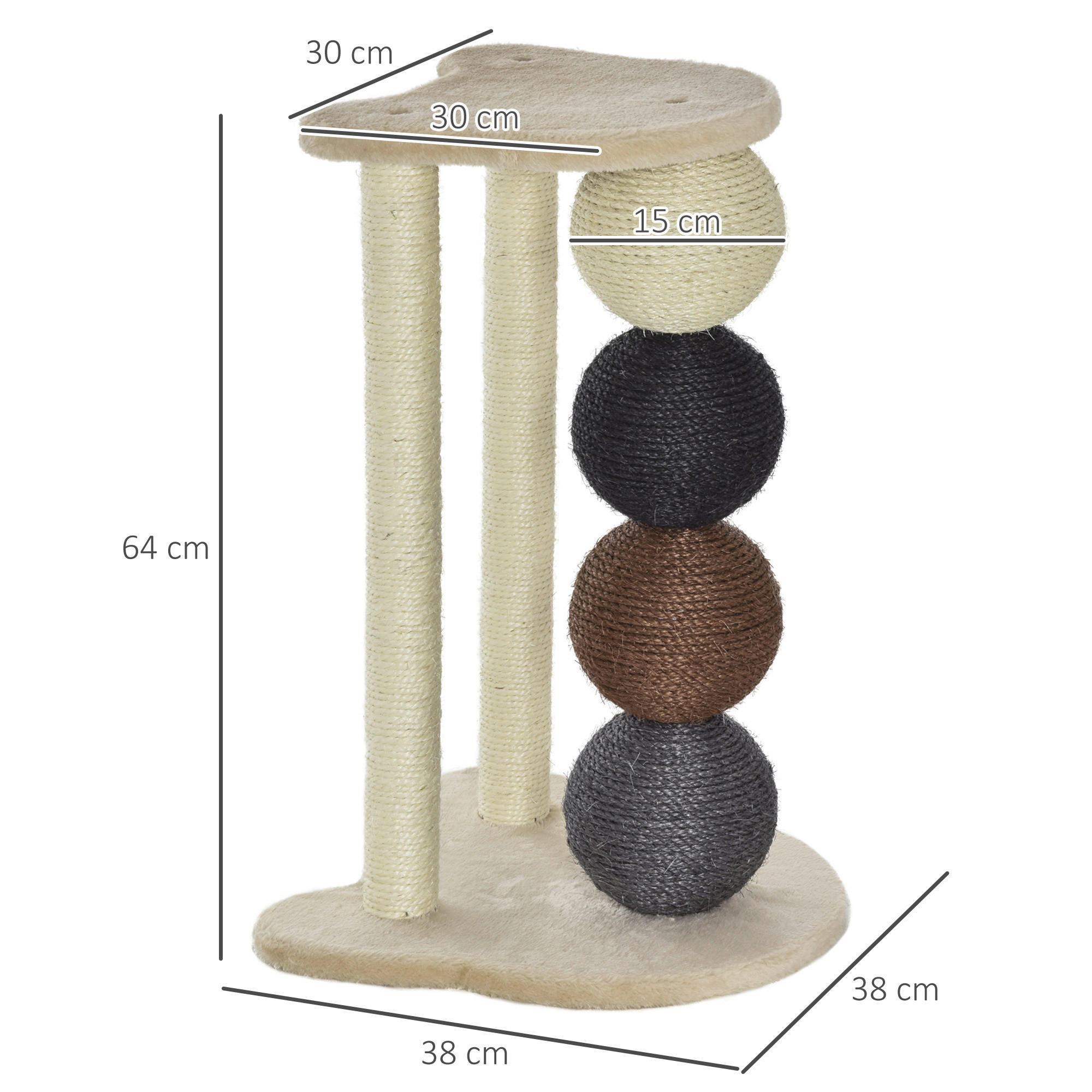 PawHut Kratzbaum beige Polyester B/H/L: ca. 38x64x38 cm Kratzbaum - beige (38,00/38,00/64,00cm) - PawHut