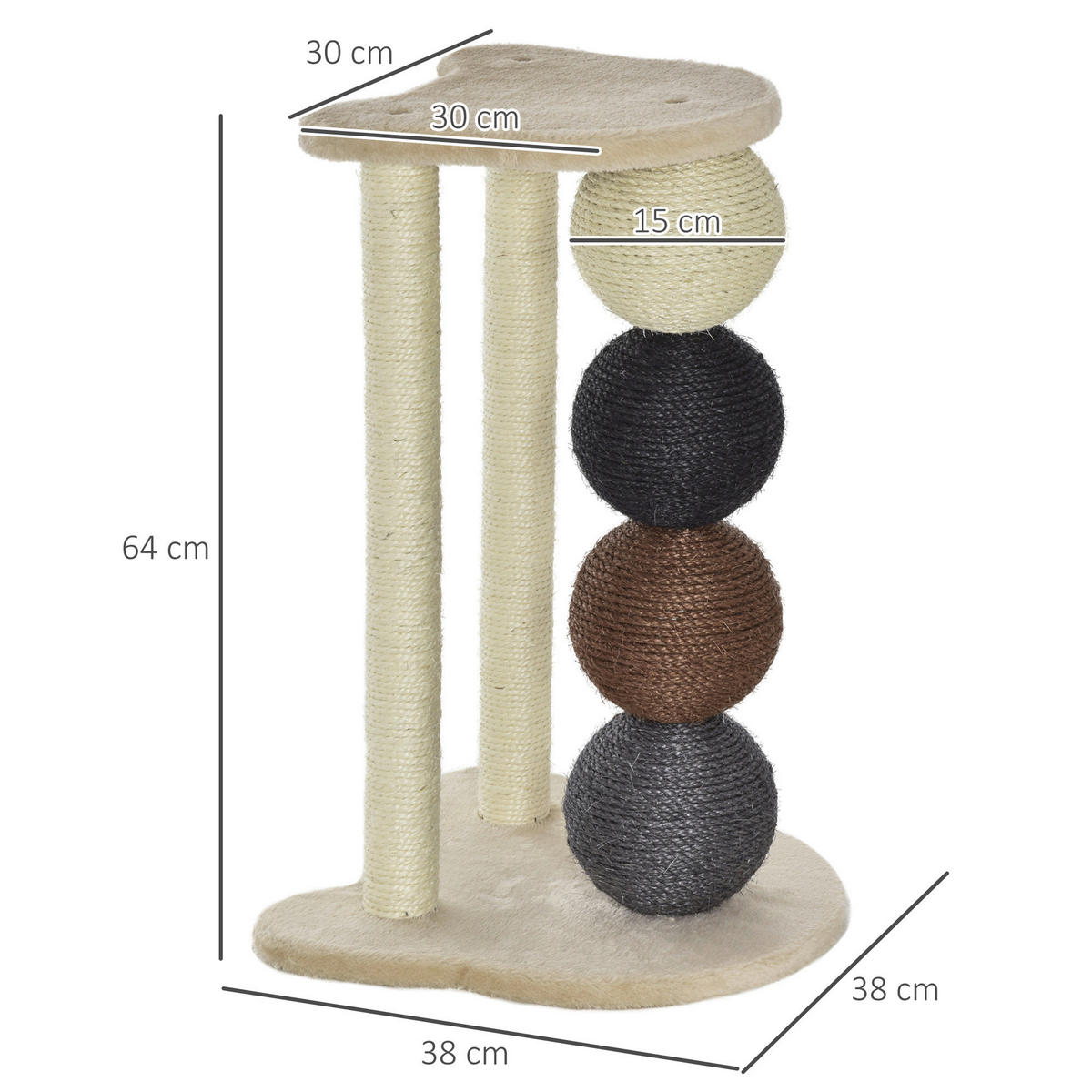 PawHut Kratzbaum beige Polyester B/H/L: ca. 38x64x38 cm Kratzbaum - beige (38,00/38,00/64,00cm) - PawHut