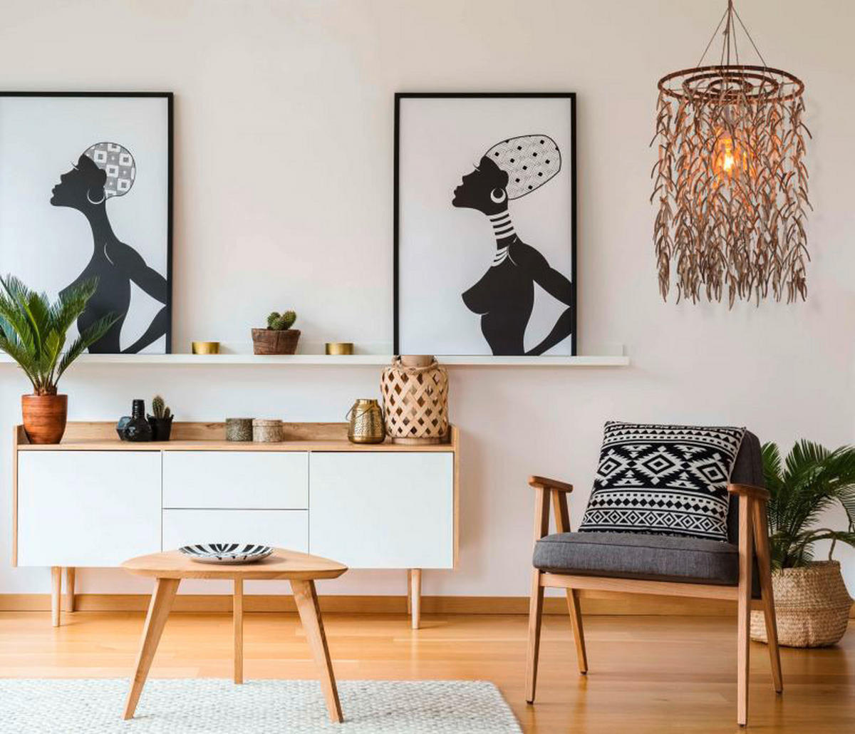 Näve Leuchten Pendelleuchte NV6122911 beige Rattan B/H/L: ca. 40x55x120 cm E27 14 Brennstellen Kokos - beige (120,00/40,00/55,00cm) - Näve Leuchten