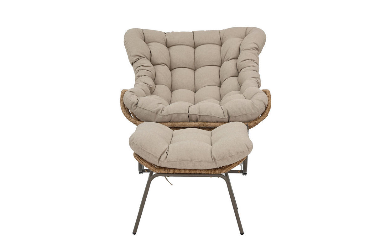 POCOline Gartenstuhl braun Stahl Schaukelstuhl_mit_Hocker - braun/beige - POCOline