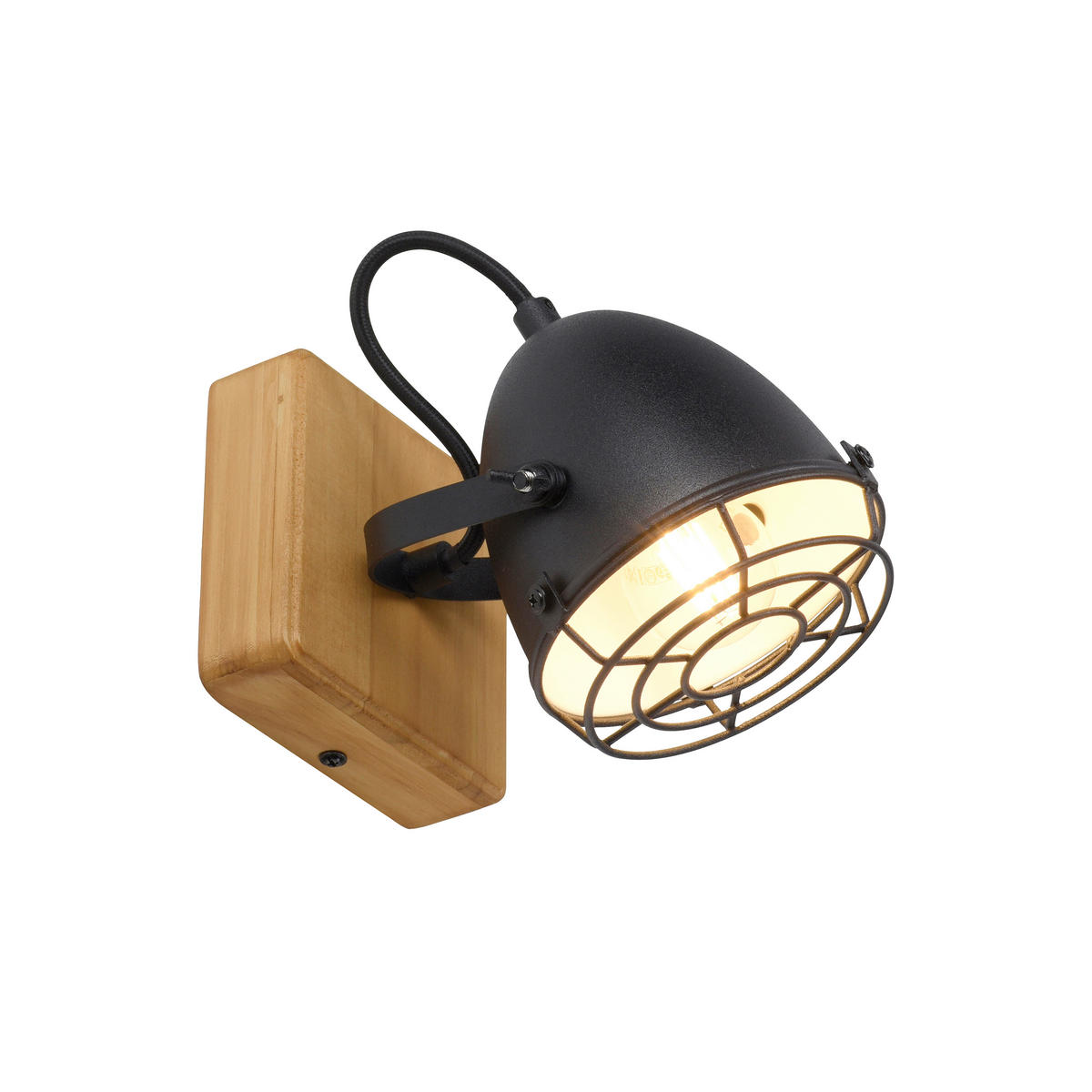 Just Light Spot BEETLE 15171-18 schwarz natur Holz Metall B/H/T: ca. 11,5x20x11,5 cm E14 1 Brennstellen BEETLE - natur/schwarz (11,50/20,00/11,50cm) - Just Light