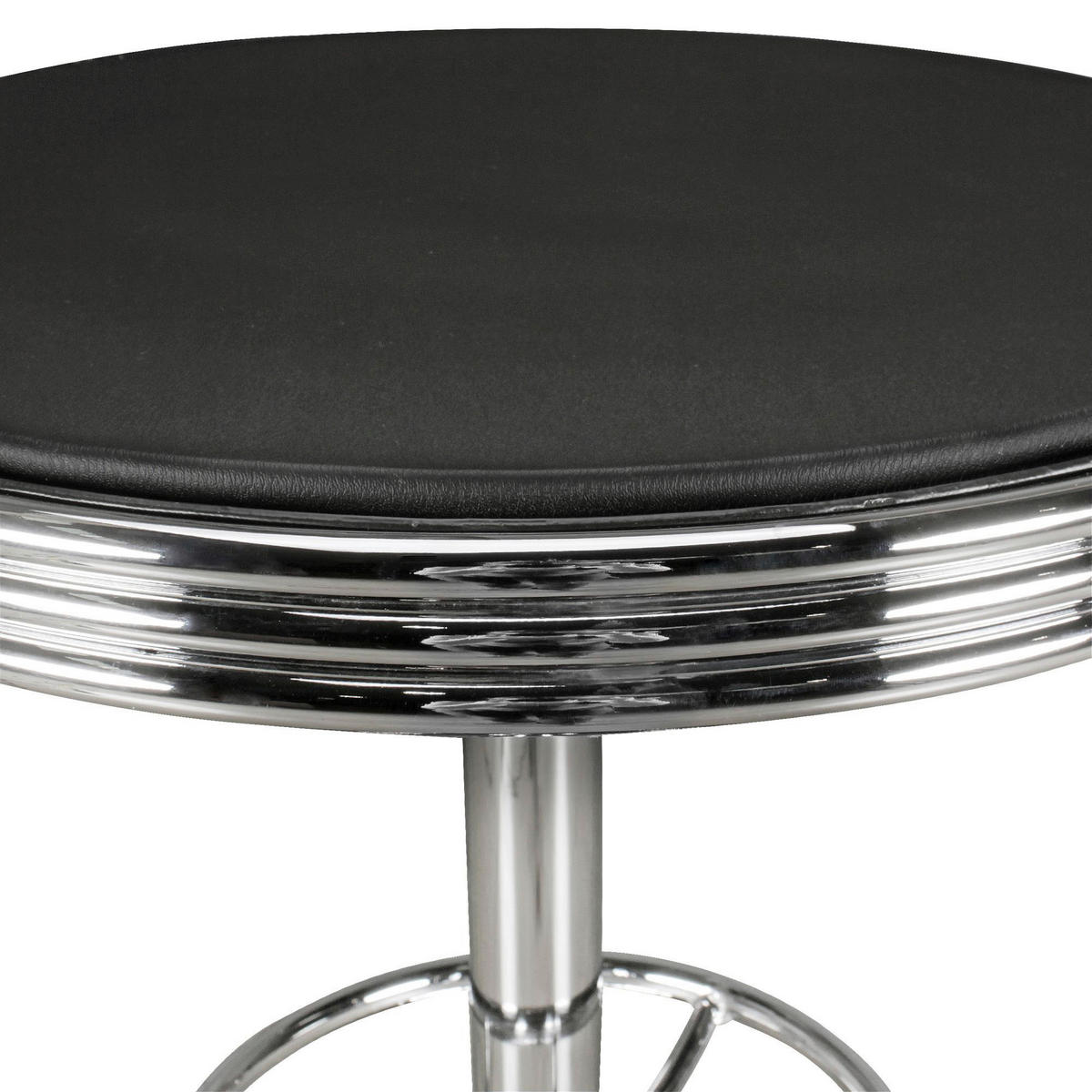 Bartisch schwarz matt silber glänzend Kunstleder B/H/T: ca. 60x68x60 cm Bartisch - schwarz/silber (60,00/68,00/60,00cm) - Wohnling