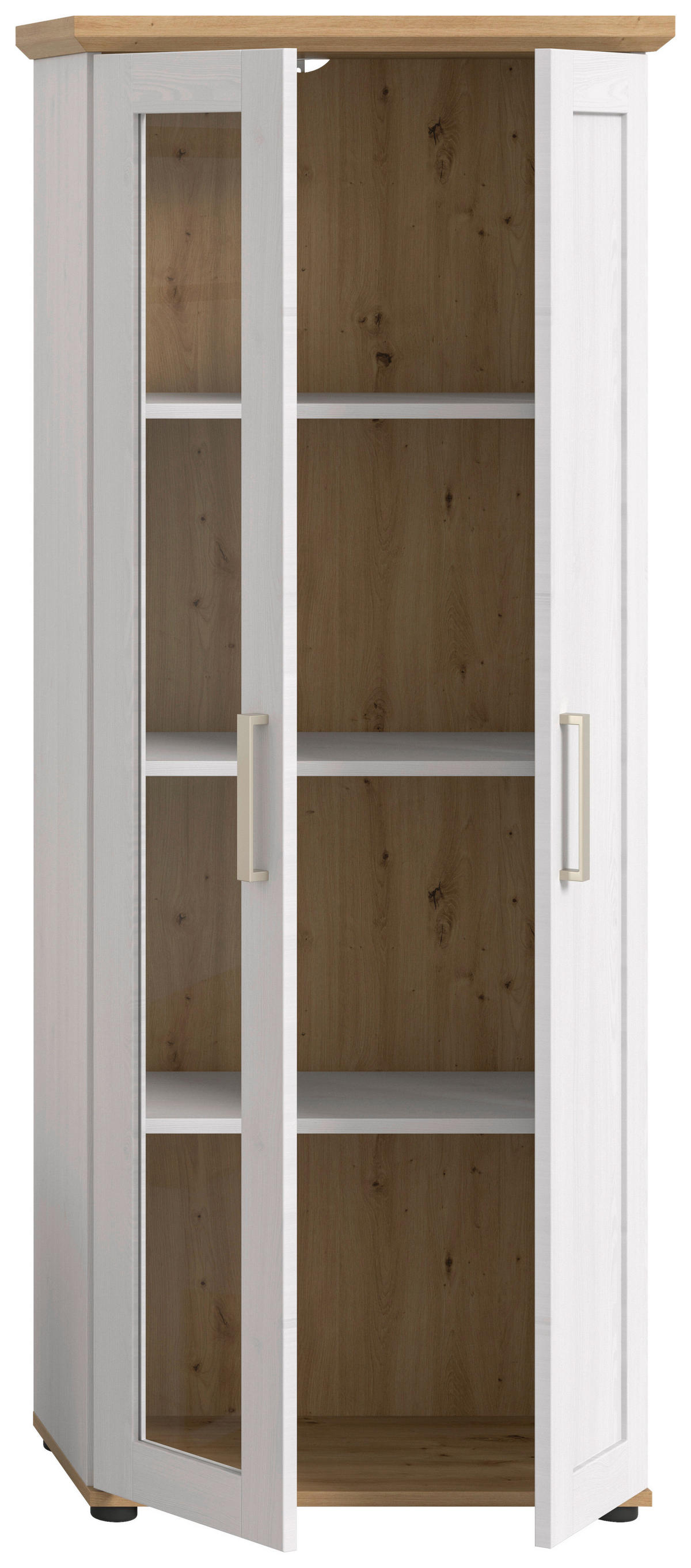 Vitrinenschrank VERONA Lärche Nachbildung Eiche Nachbildung B/H/T: ca. 64x161x37 cm VERONA - Eiche/Lärche (64,00/161,00/37,00cm) - xonox.home