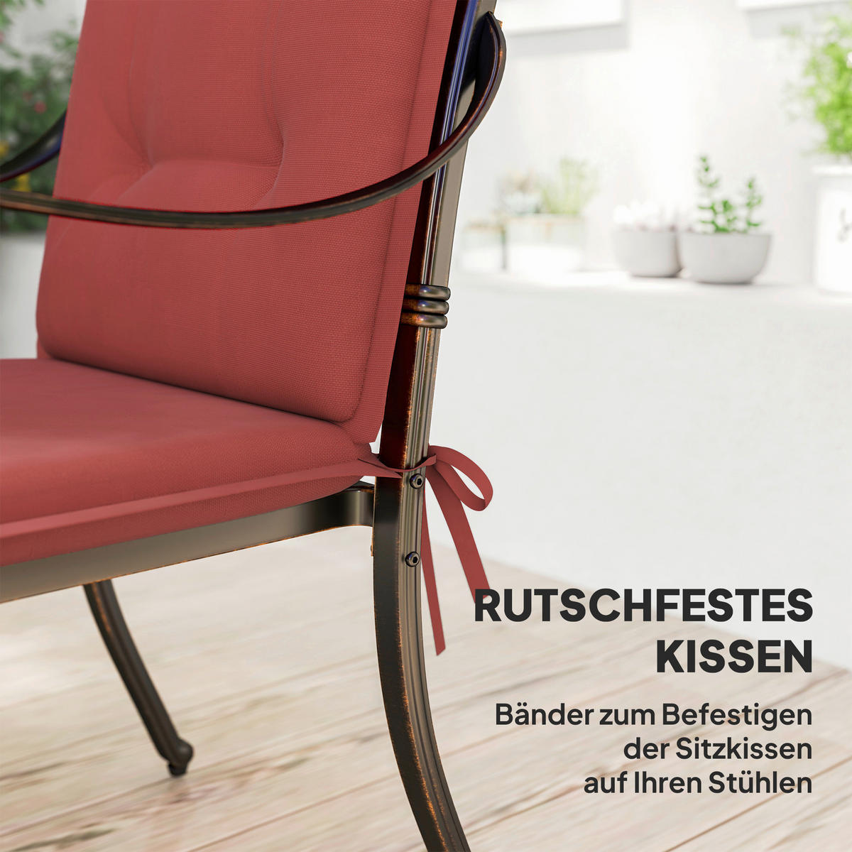 Outsunny Sitzkissen 4er Set weinrot Polyester B/H/L: ca. 50x5x108 cm Sitzkissen 4er Set - weinrot (108,00/50,00/5,00cm) - Outsunny