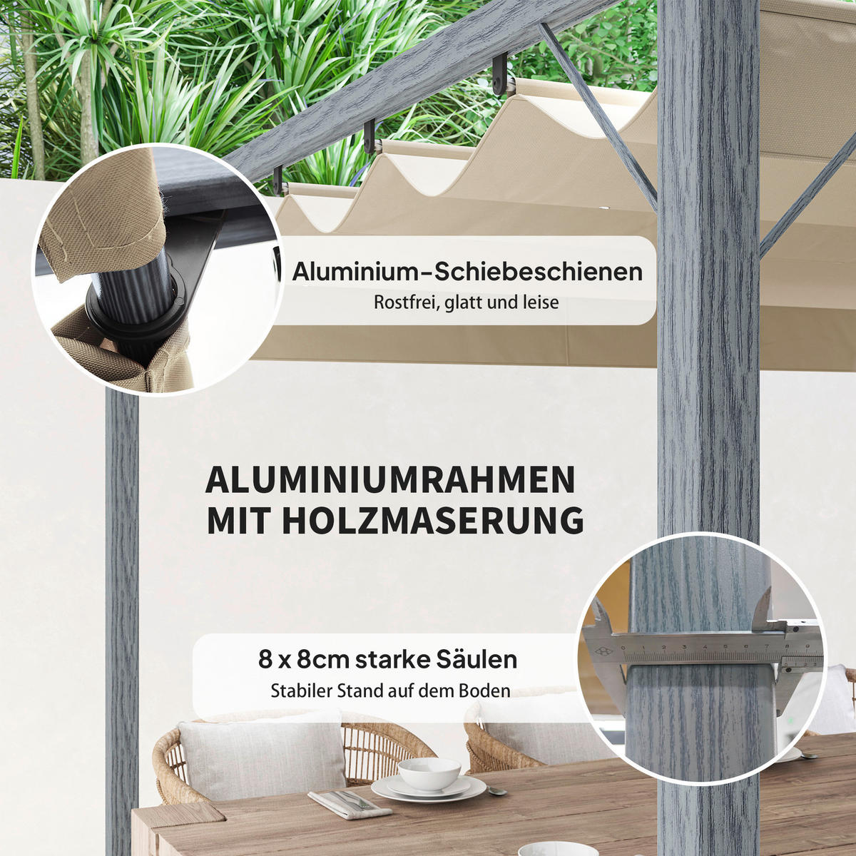 Outsunny Pergola grau Aluminium B/H/L: ca. 296x232x299 cm Pergola - grau (299,00/296,00/232,00cm) - Outsunny