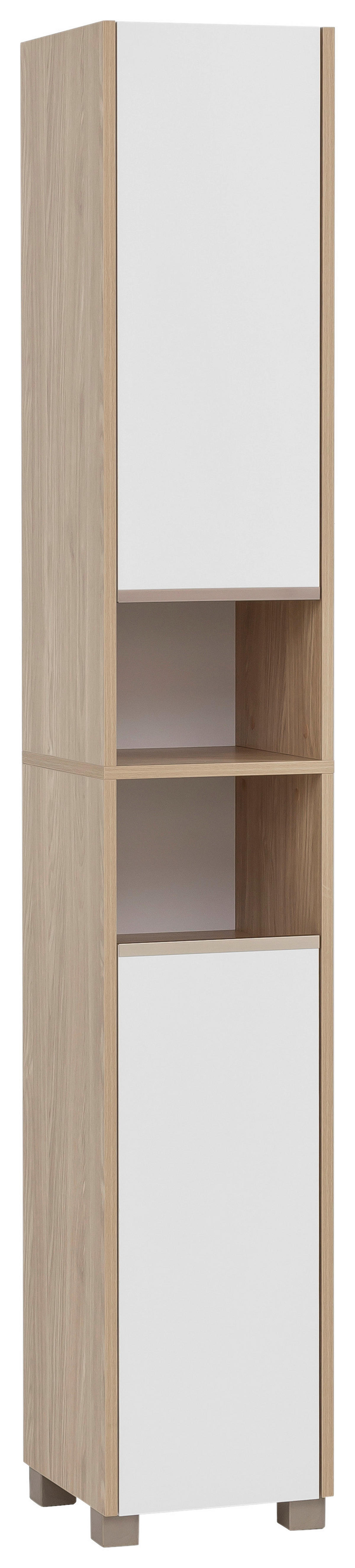 Hochschrank Juba Eiche hell Nachbildung weiß B/H/T: ca. 30,3x186,5x33,1 cm Juba - Eiche/weiß (30,30/186,50/33,10cm) - Möbelpartner