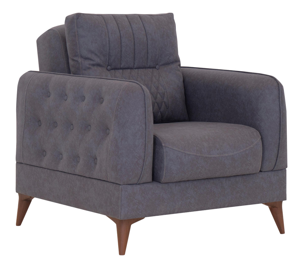 Sofa 3-2-1 Mislina blaugrau Microfaser Mislina - braun/blaugrau