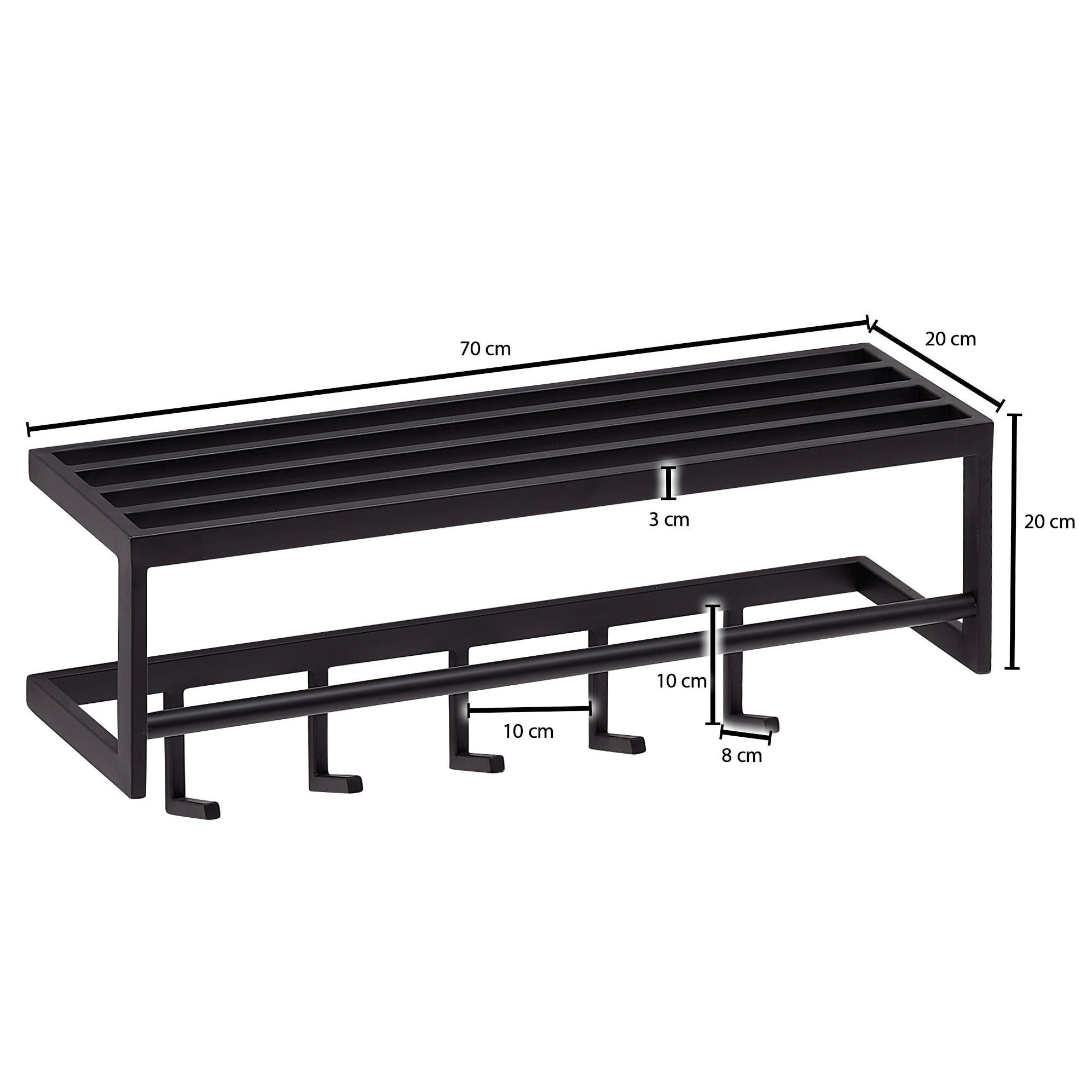Garderobe B/H/T: ca. 70x20x20 cm Garderobe - schwarz (70,00/20,00/20,00cm) - Wohnling