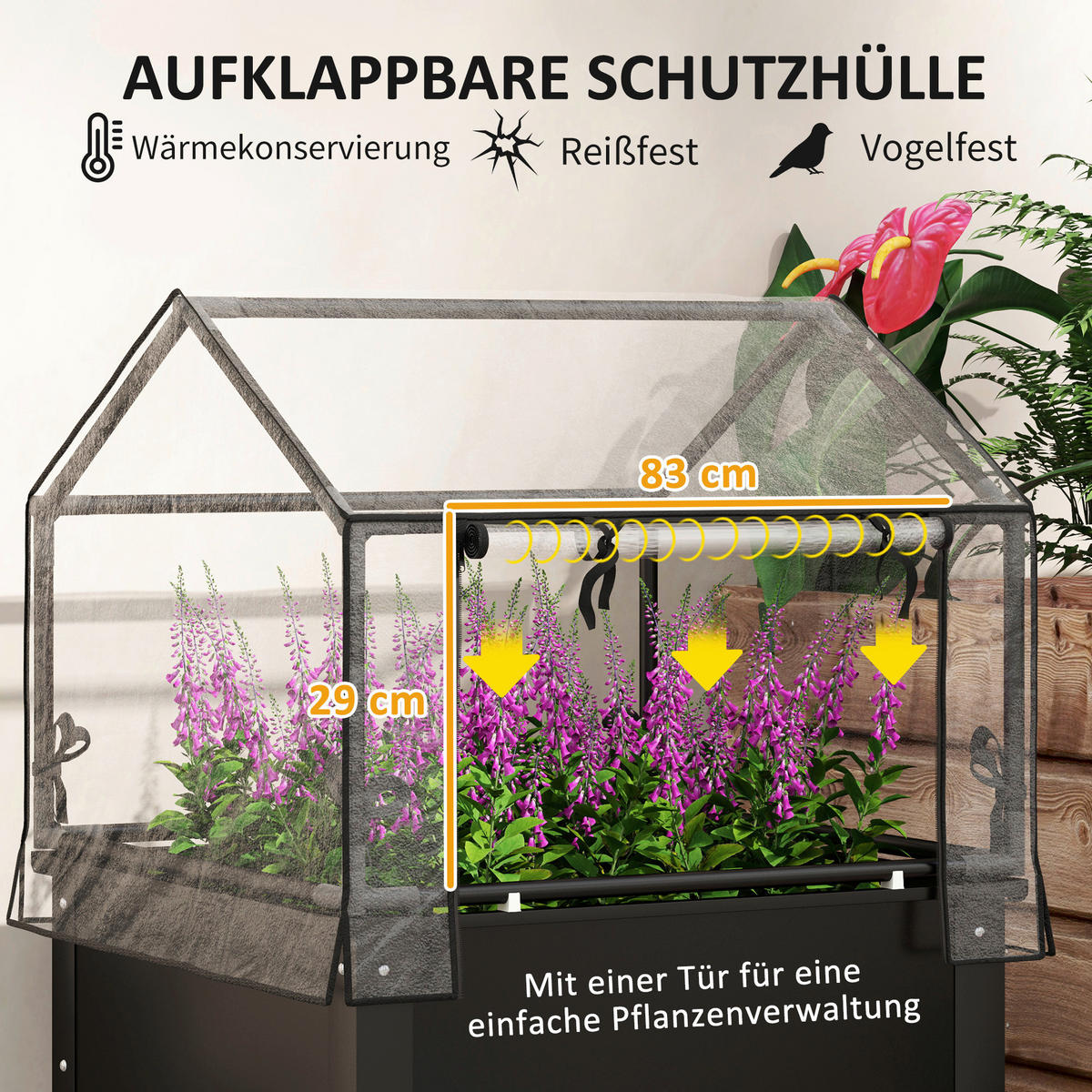 Outsunny Hochbeet schwarz Stahl B/H/L: ca. 60x120x60 cm Hochbeet - schwarz (60,00/60,00/120,00cm) - Outsunny
