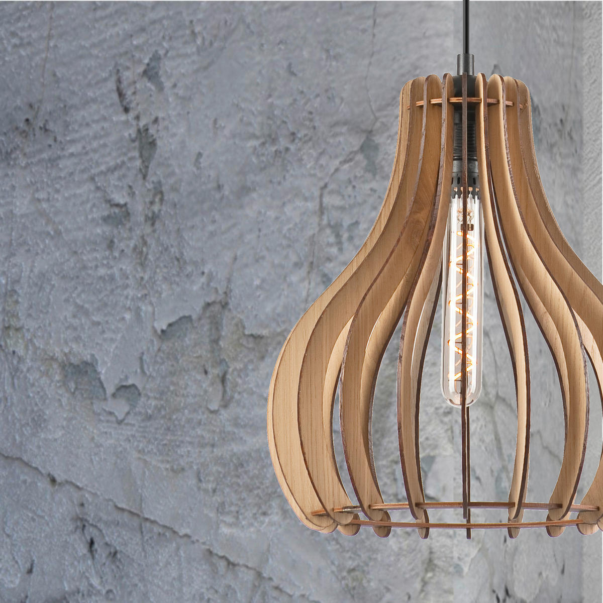 Lamkur Pendelleuchte TUCCI 50119 Eiche Eiche H/L: ca. 120x29 cm E27 1 Brennstellen Tucci - Eiche (29,00cm) - Lamkur