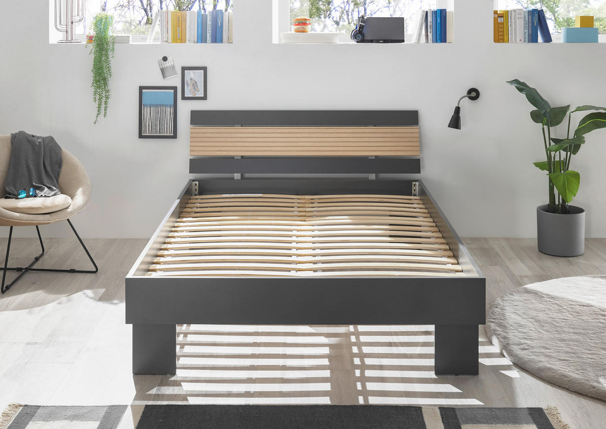 Futonbett Jolka Graphit Eiche Nachbildung Liegefläche B/L: ca. 140x200 cm Jolka - Eiche/Graphit (145,00/82,00/215,00cm)