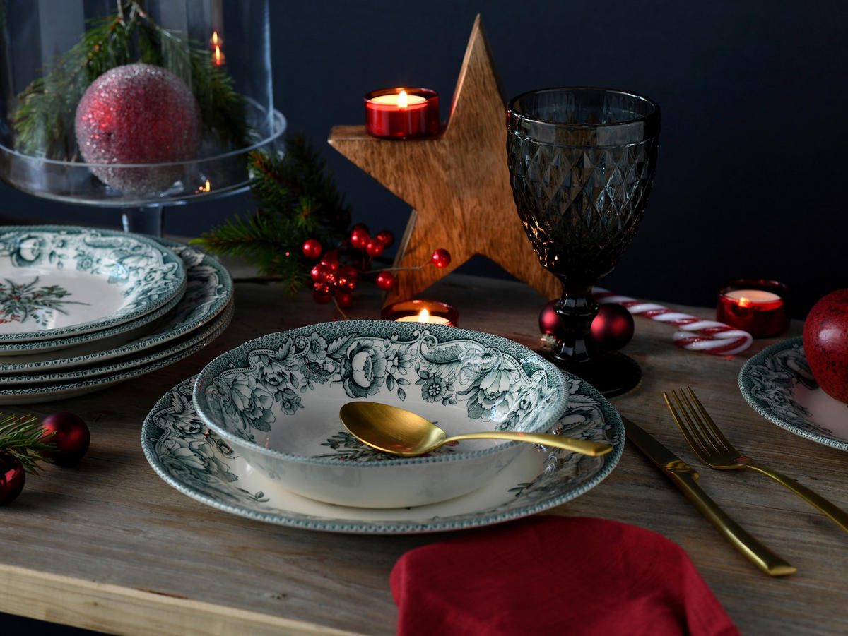 CreaTable Tafelservice Weihnachten bunt Steingut 12 tlg. Weihnachten - bunt - CreaTable