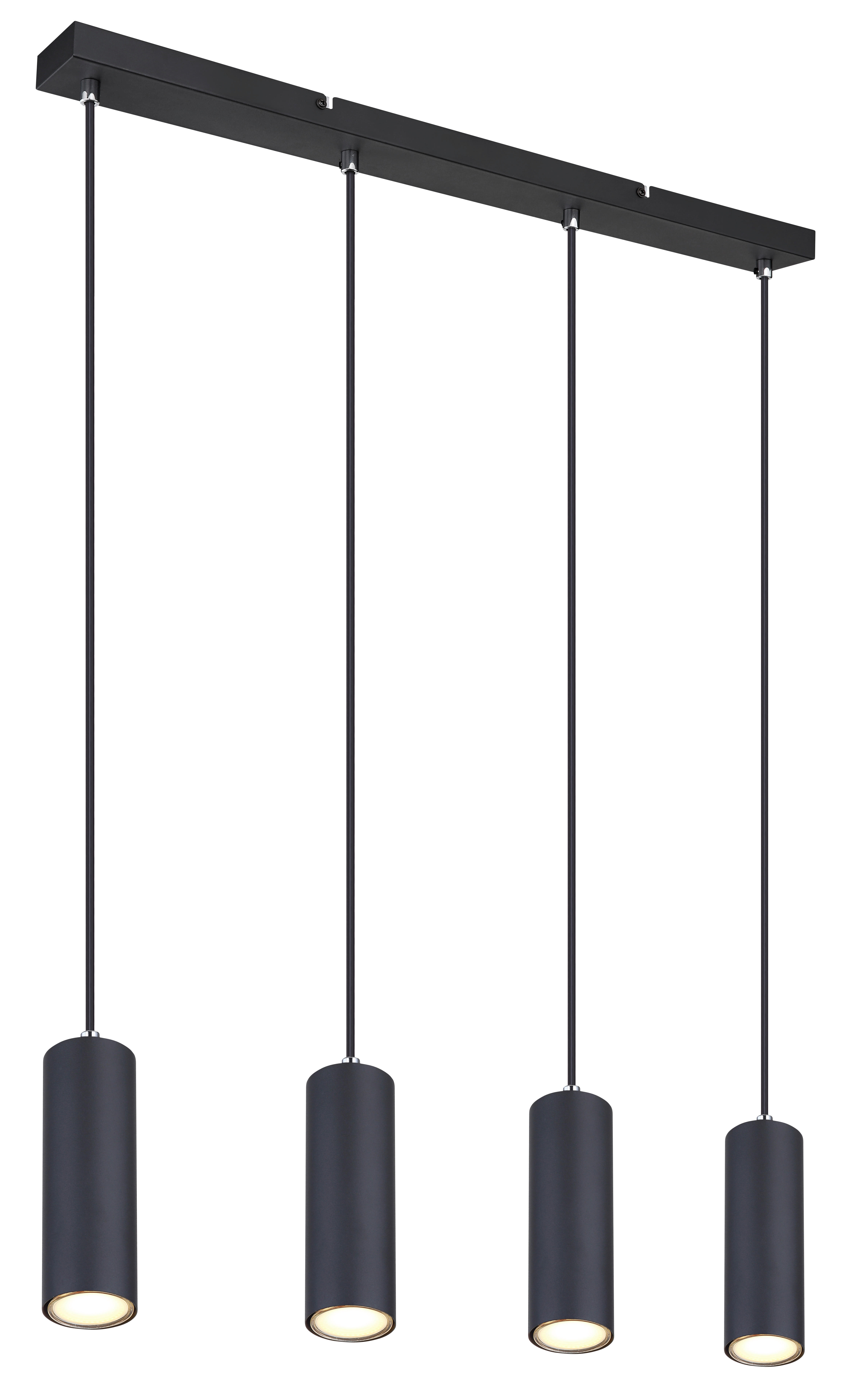 GLOBO Pendelleuchte schwarz Metall B/H/T: ca. 6x120x65 cm GU10 4 Brennstellen ROBBY - schwarz (6,00/120,00/65,00cm) - GLOBO