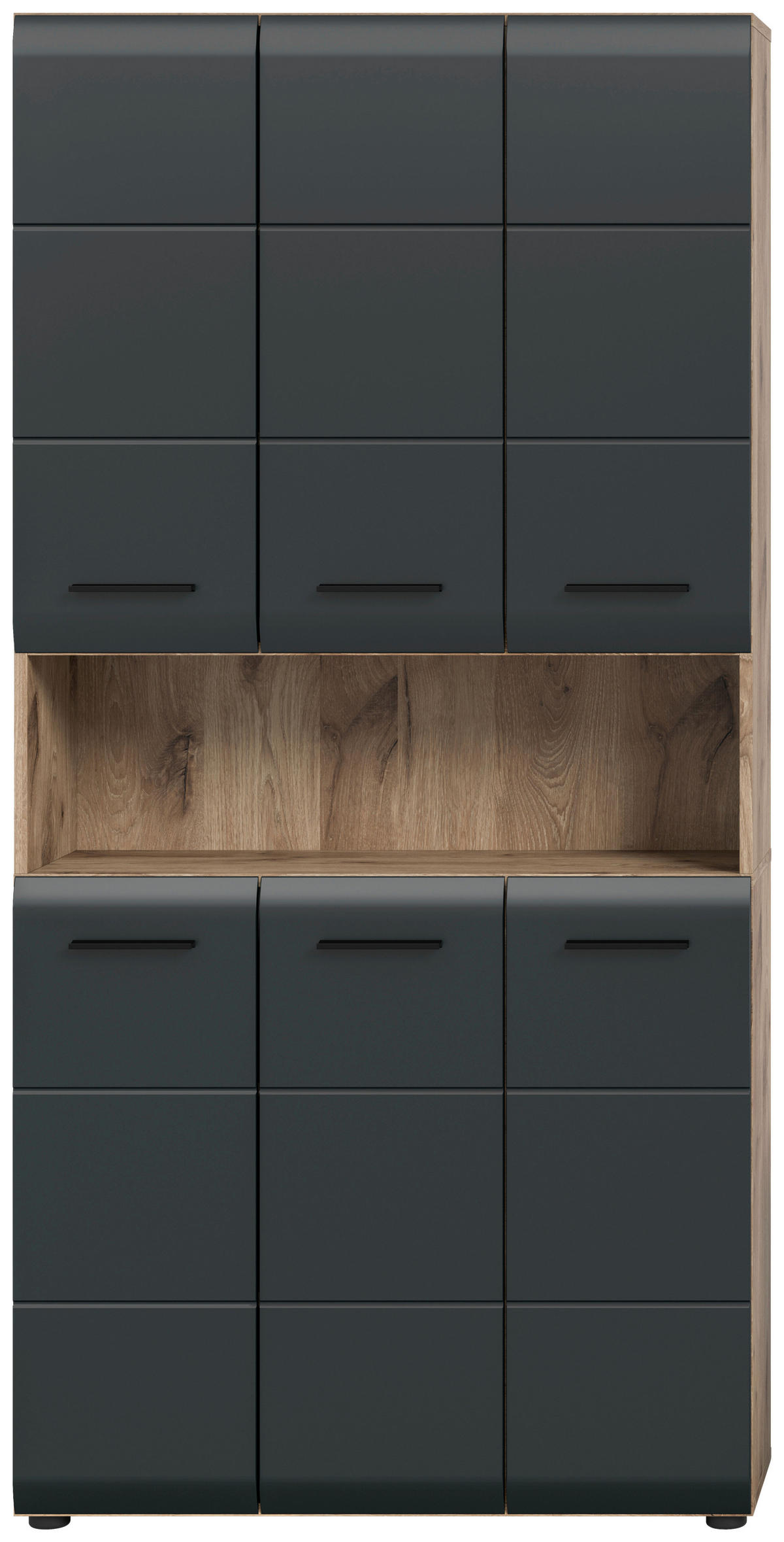 Mehrzweckschrank Ice Nox Oak Nachbildung schwarz matt B/H/T: ca. 90x185x30 cm Ice - schwarz (90,00/185,00/30,00cm) - xonox.home