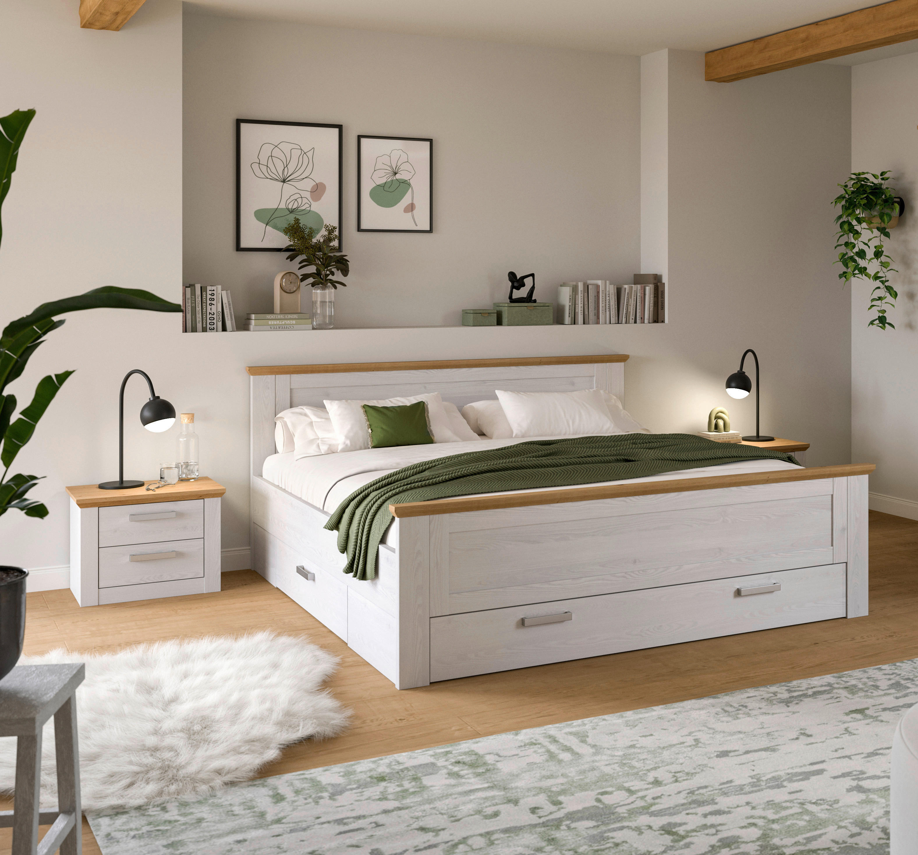 Bettanlage VERONA Sibiu Lärche Nachbildung Eiche Artisan Nachbildung VERONA - Eiche (301,00/90,00/209,00cm) - xonox.home