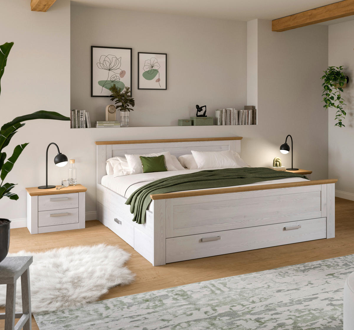 Bettanlage VERONA Sibiu Lärche Nachbildung Eiche Artisan Nachbildung VERONA - Eiche (301,00/90,00/209,00cm) - xonox.home