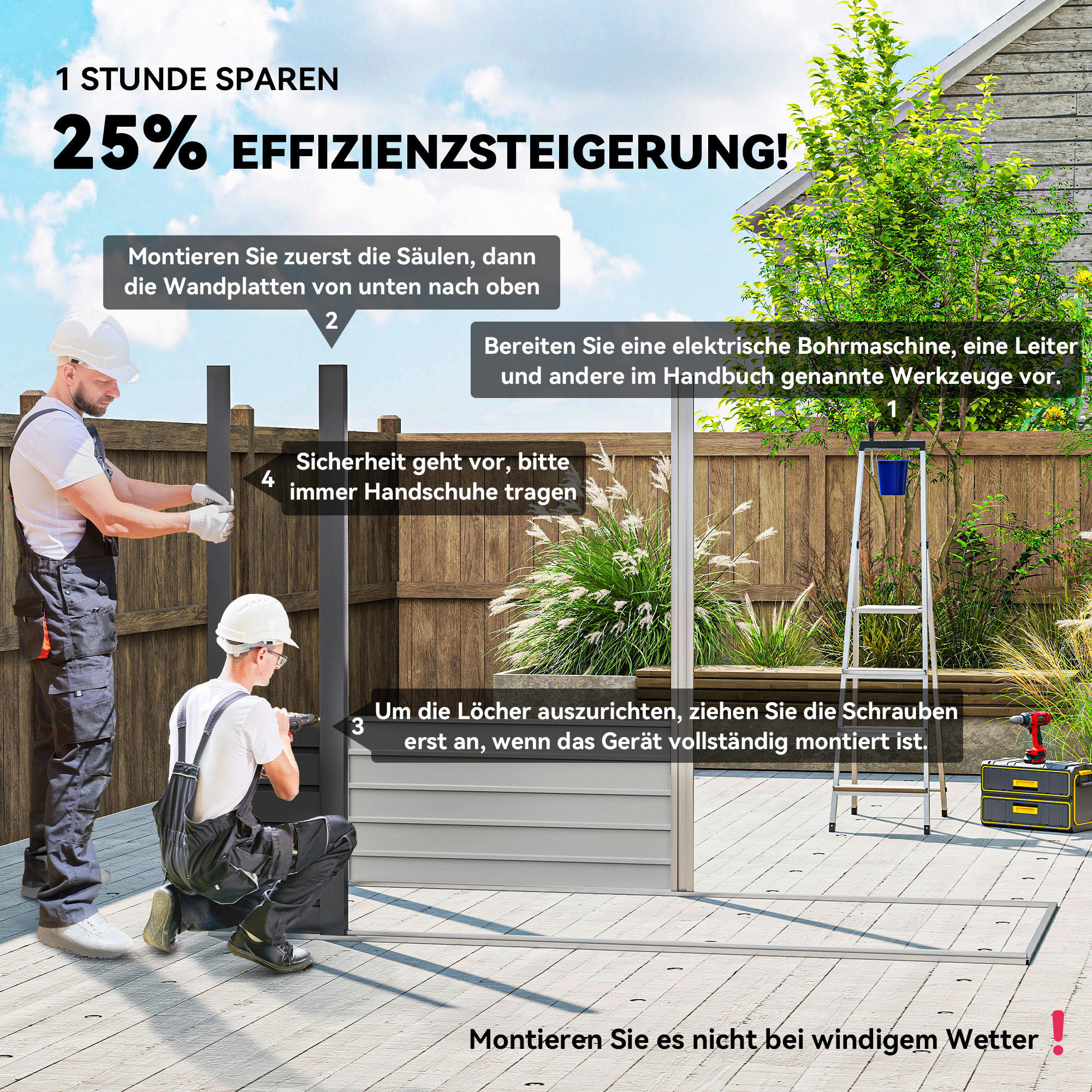 Thumbnail - Outsunny Gerätehaus grau B/H/L: ca. 121x183x249 cm