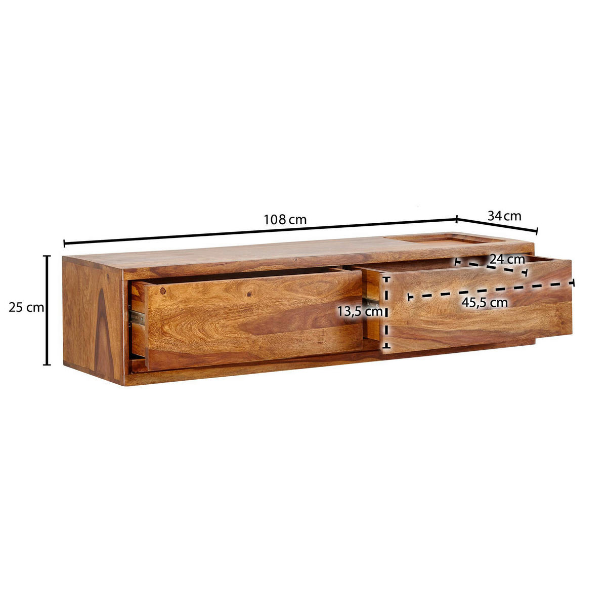 Lowboard rosenholz Nachbildung B/H/T: ca. 108x25x34 cm Lowboard - rosenholz (108,00/25,00/34,00cm) - Wohnling