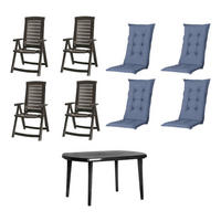 JARDIN,MADISON Gartensitzgruppe + Auflagen Aruba Graphit Kunststoff B/H/L: ca. 90x110x137 cm Aruba - Graphit (137,00/90,00/110,00cm) - JARDIN,MADISON