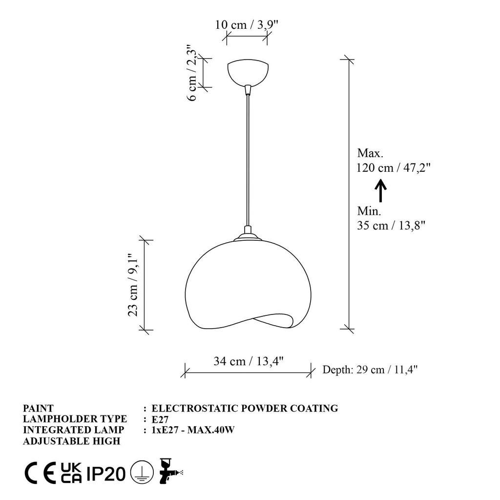 Thumbnail - Opviq Pendelleuchte weiß schwarz Polyester-Mischgewebe Metall B/H/L: ca. 29x120x34 cm E27 1 Brennstellen