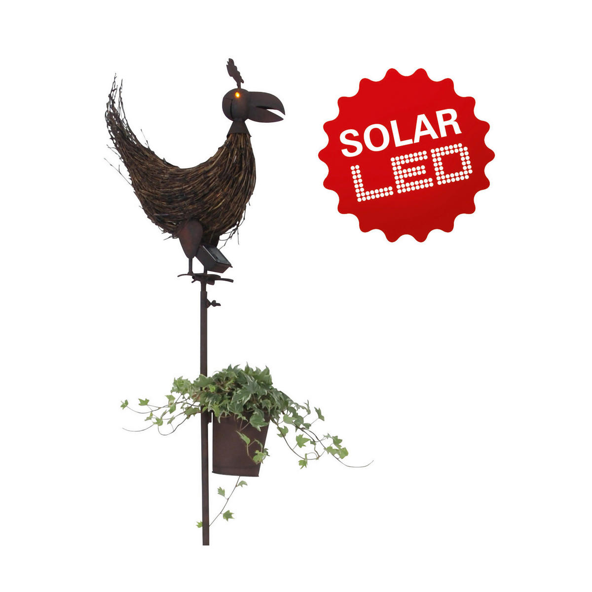 LED-Solar-Erdspieß 5047914 schwarz Metall H: ca. 169 cm LED-Solar-Erdspieß "Huhn" - schwarz (169,00cm) - Näve Leuchten