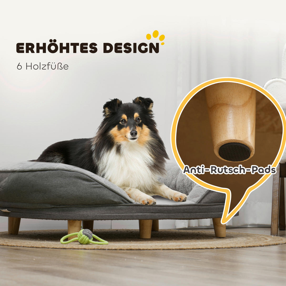 PawHut Hundesofa grau Polyester B/H/L: ca. 78x25x90 cm Hundesofa - grau (90,00/78,00/25,00cm) - PawHut