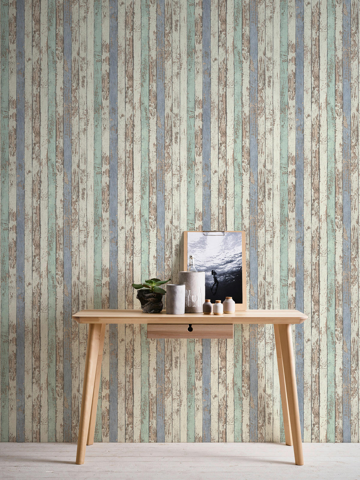 A.S.Creation Vliestapete Elements Holzoptik blau B/L: ca. 53x1005 cm Elements - blau (53,00/1005,00cm) - A.S.Creation