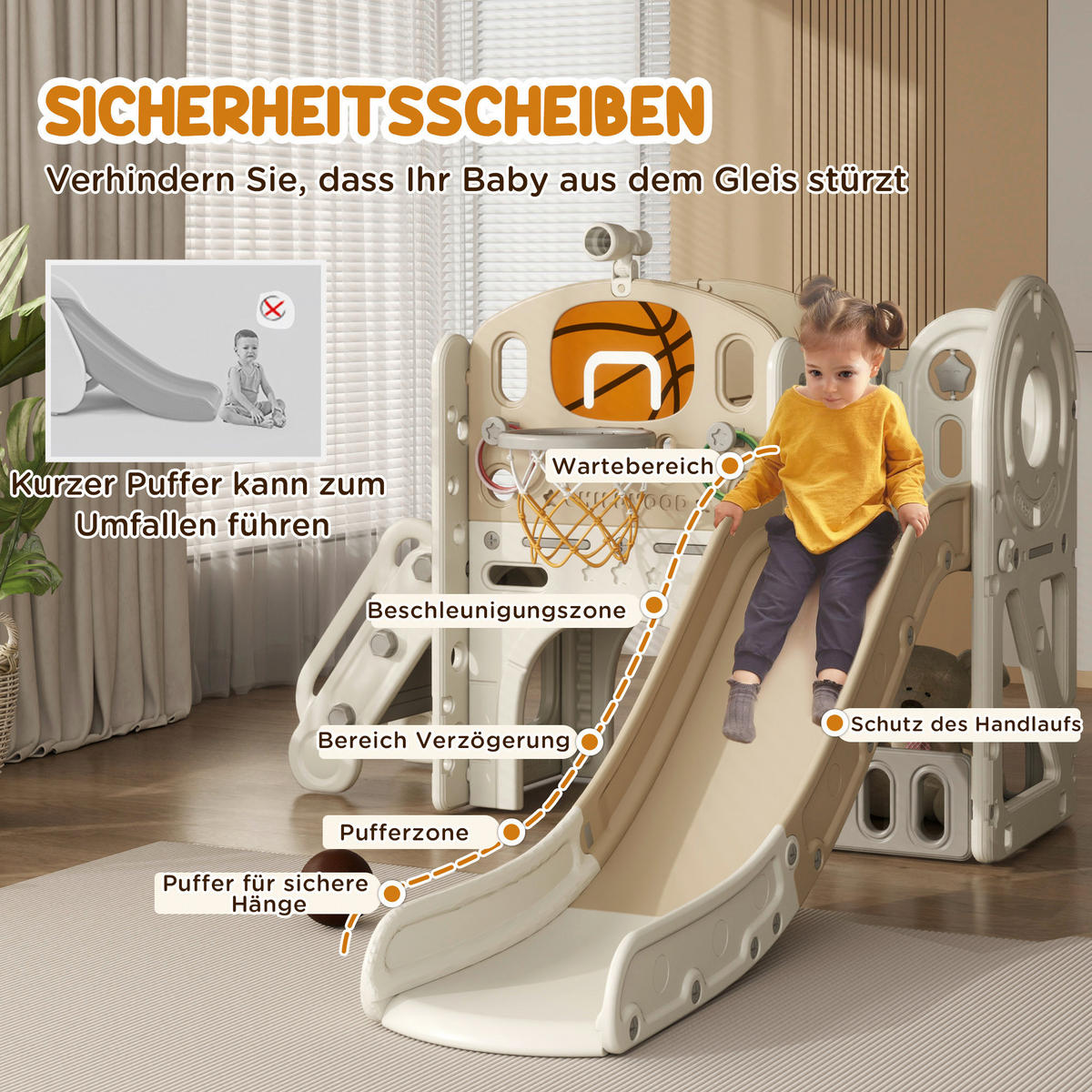 AIYAPLAY Kinderrutsche cremeweiß B/H/L: ca. 153x111x186 cm Kinderrutsche - cremeweiß (186,00/153,00/111,00cm) - AIYAPLAY