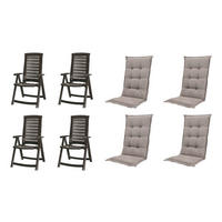 JARDIN,MADISON Klappsessel Set + Auflagen Aruba taupe Kunststoff B/H/L: ca. 72x110x61 cm Aruba - Graphit/taupe (61,00/72,00/110,00cm) - JARDIN,MADISON