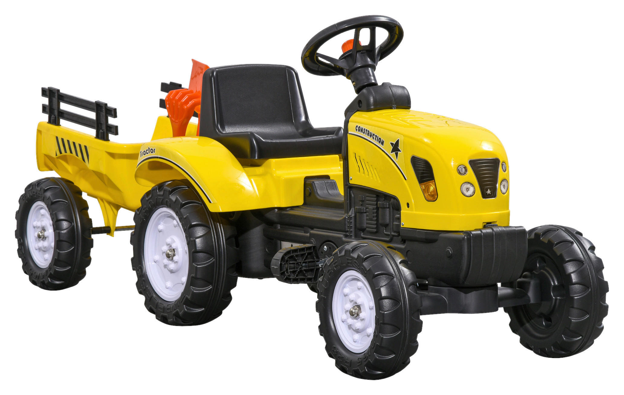 HOMCOM Kinder-Fahrzeug gelb B/H/L: ca. 42x133x51 cm Trettraktor - gelb (51,00/42,00/133,00cm) - HOMCOM