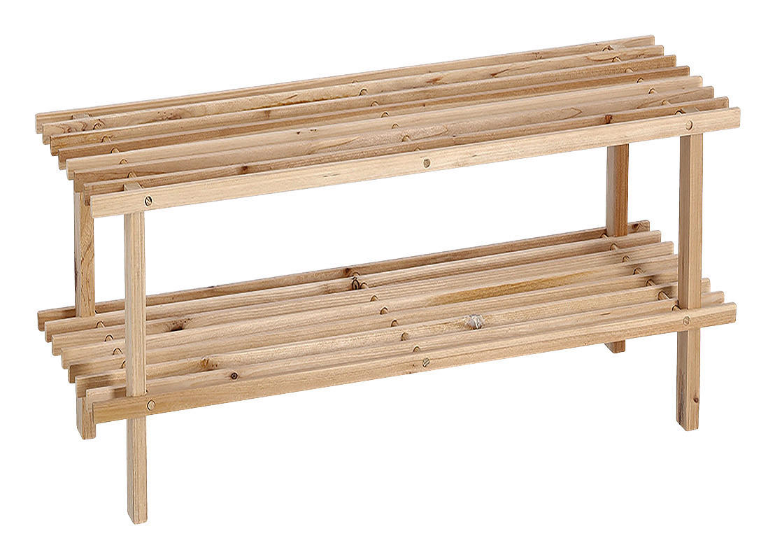 Zeller Schuhregal natur Kiefer B/H/T: ca. 80x30x26 cm Schuhregal_mit_2_Ablagen - natur (80,00/30,00/26,00cm) - Zeller