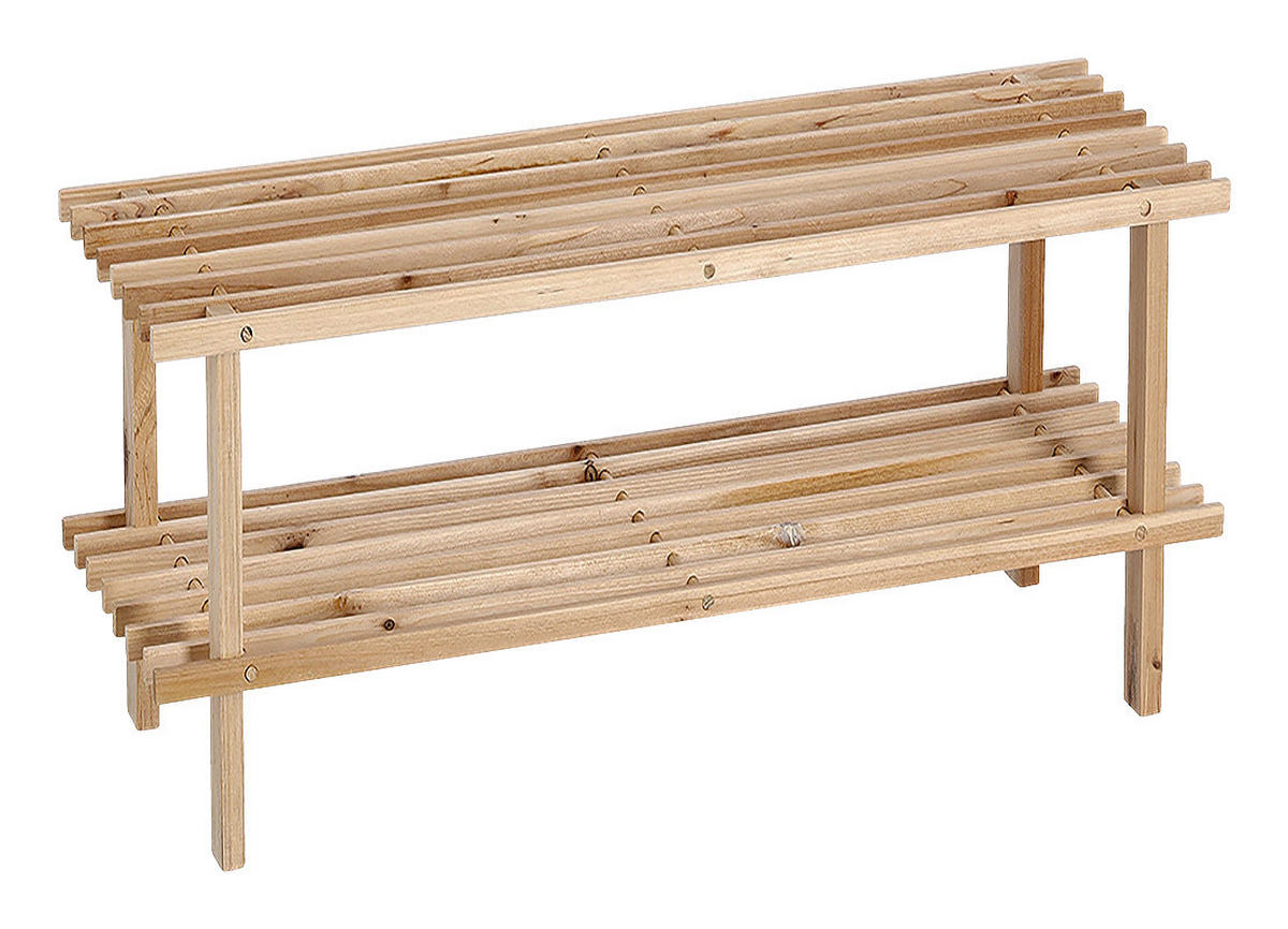 Zeller Schuhregal natur Kiefer B/H/T: ca. 80x30x26 cm Schuhregal_mit_2_Ablagen - natur (80,00/30,00/26,00cm) - Zeller