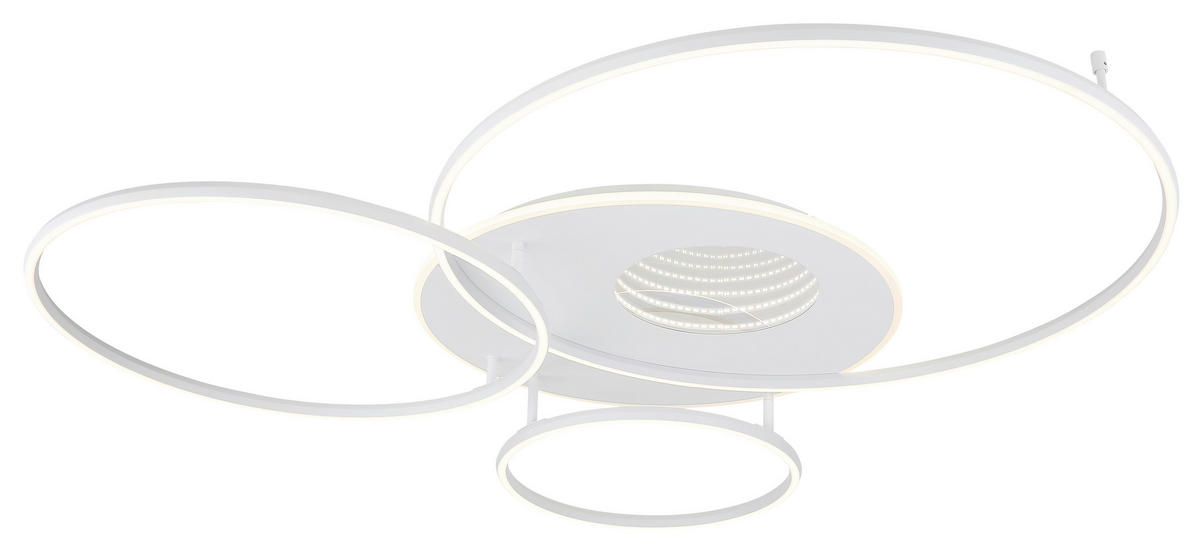 GLOBO Deckenleuchte Opal weiß Kunststoff Aluminium Metall B/H/L: ca. 105,3x13x126,4 cm 1 Brennstellen Invertina - weiß/Opal (126,40/105,30/13,00cm) - GLOBO